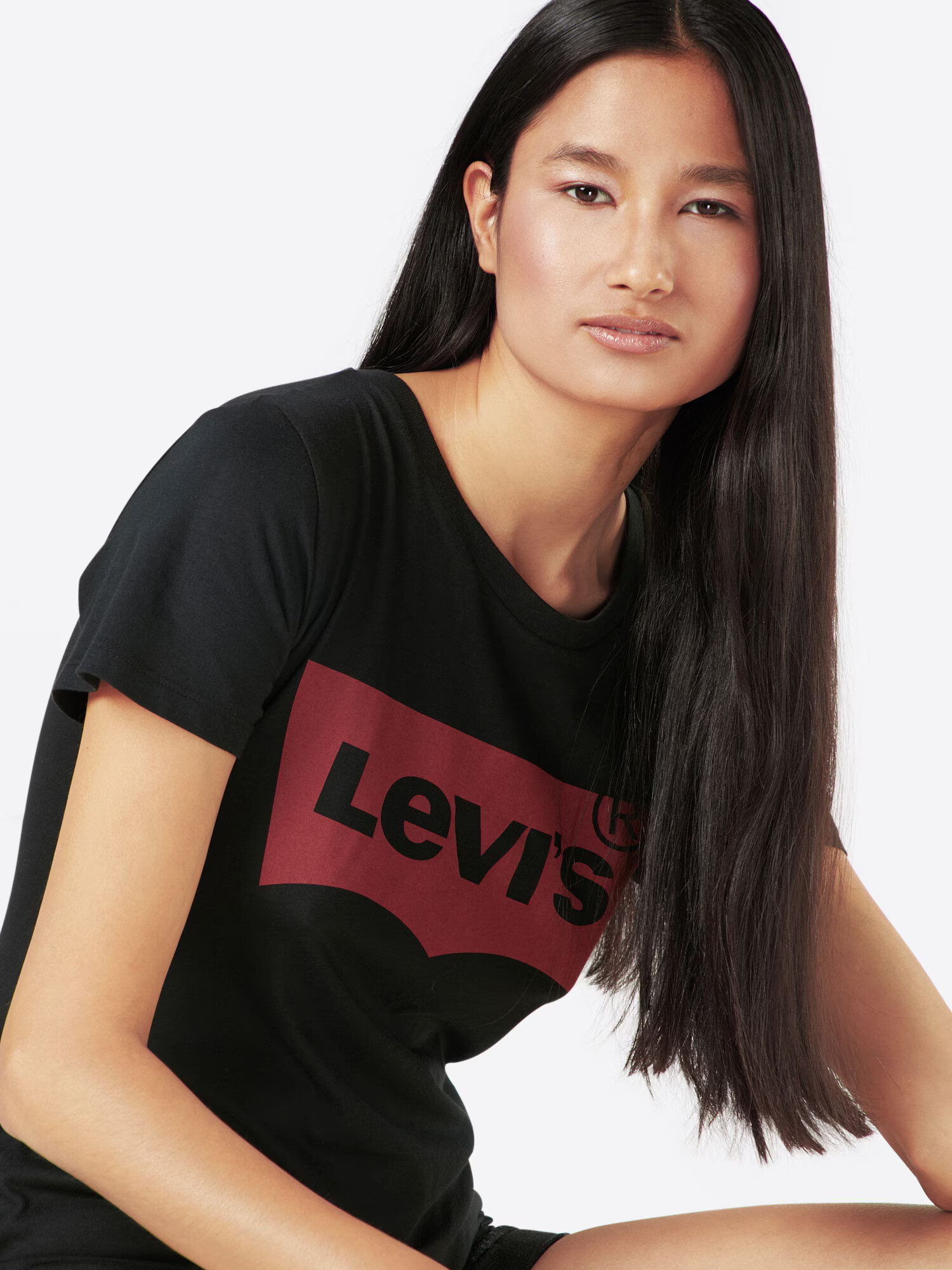 LEVI'S Majica 'THE PERFECT TEE BLACKS' rdeča / črna - Pepit.si