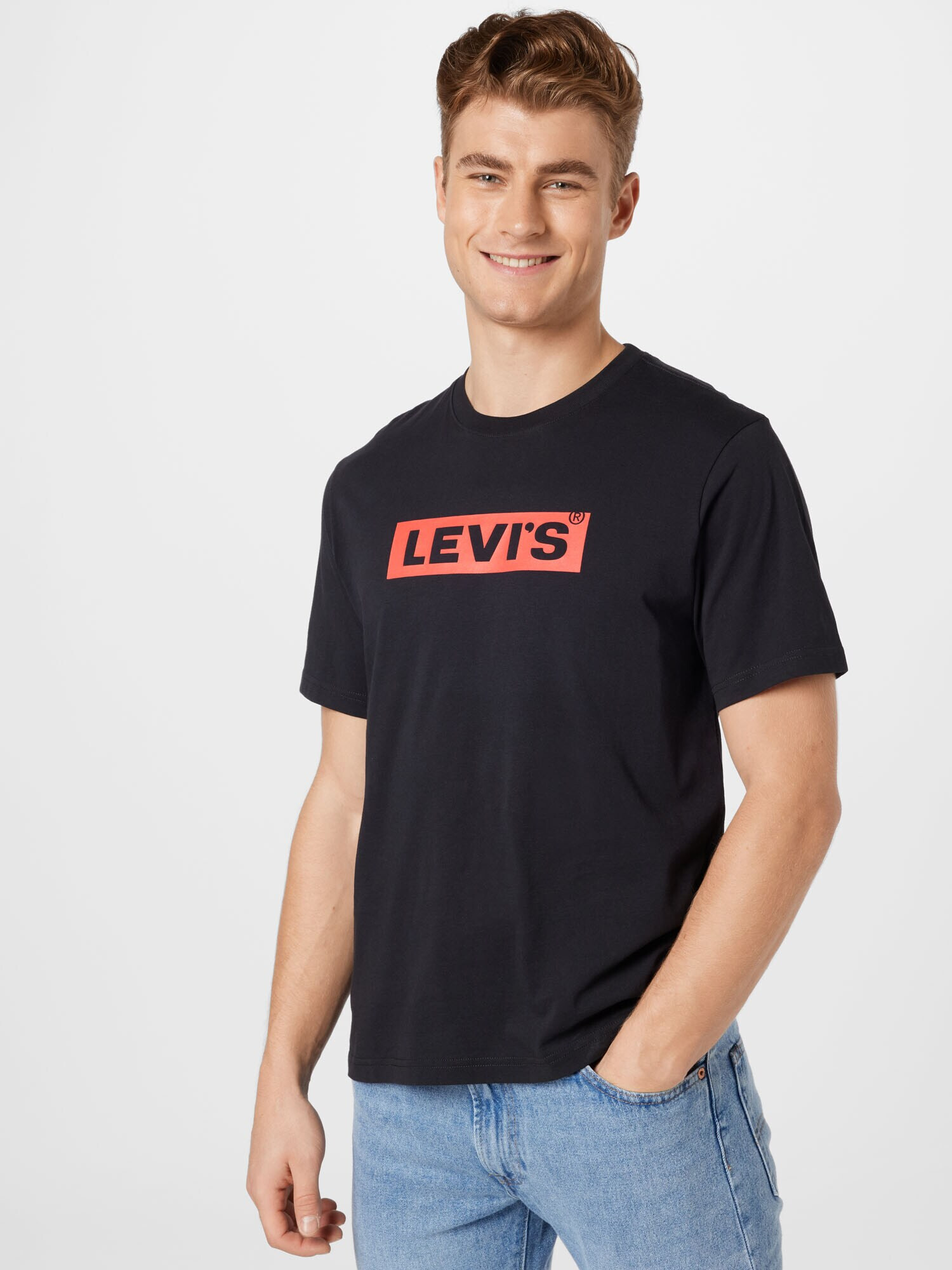 LEVI'S Majica 'SS RELAXED FIT TEE BLACKS' svetlo rdeča / črna - Pepit.si