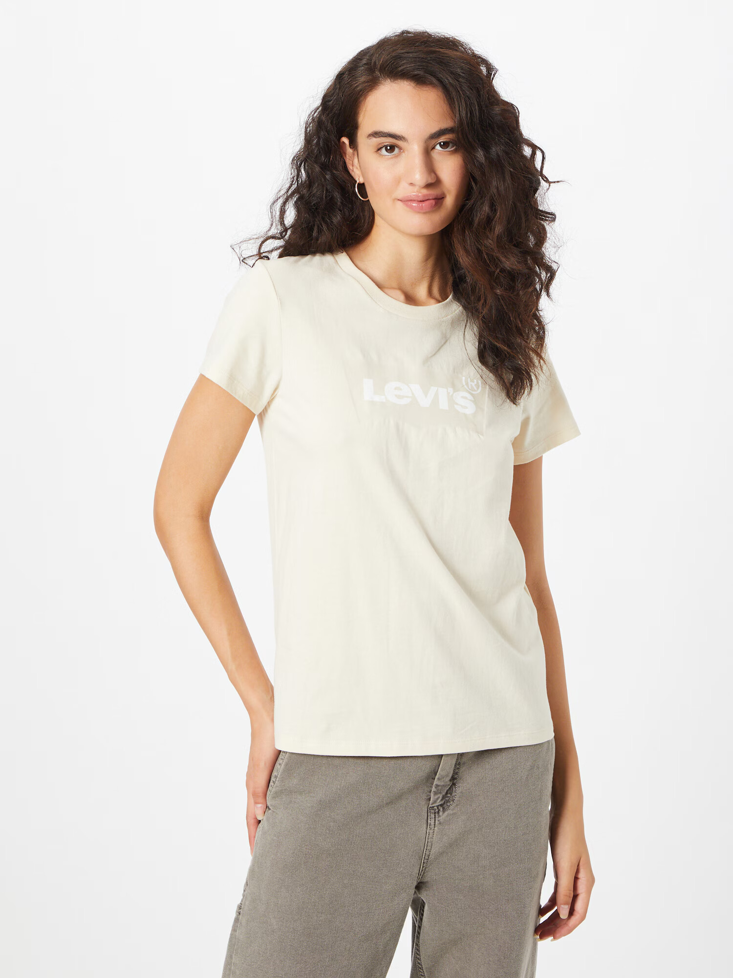 LEVI'S Majica 'THE PERFECT TEE NEUTRALS' greige / bela - Pepit.si