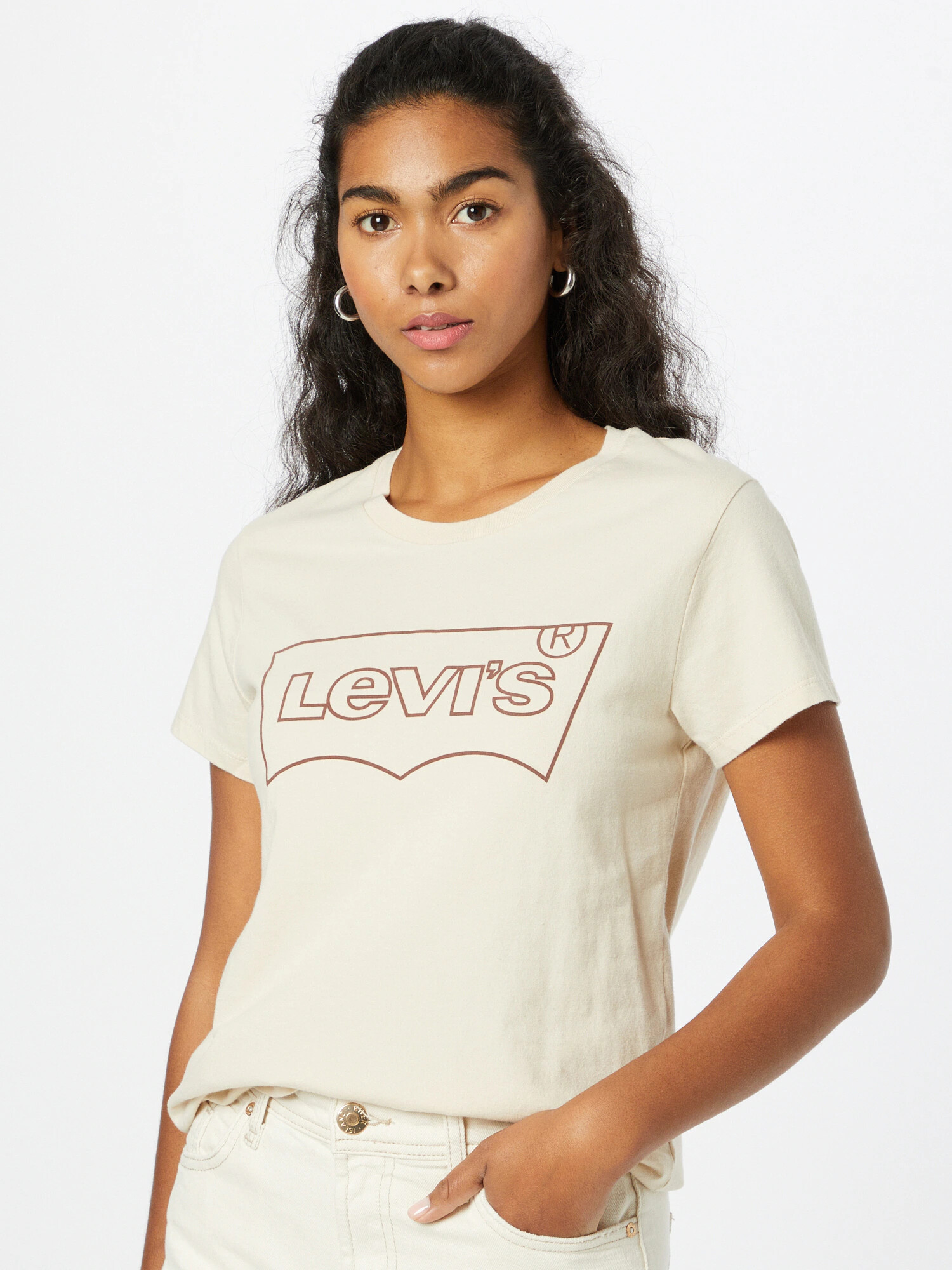 LEVI'S Majica 'THE PERFECT TEE NEUTRALS' kremna / pastelno rdeča - Pepit.si