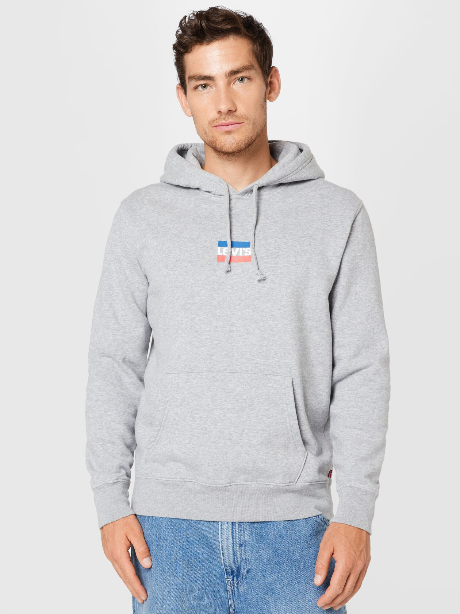 LEVI'S Majica 'STANDARD GRAPHIC HOODIE MULTI-COLOR' modra / pegasto siva / rdeča / bela - Pepit.si