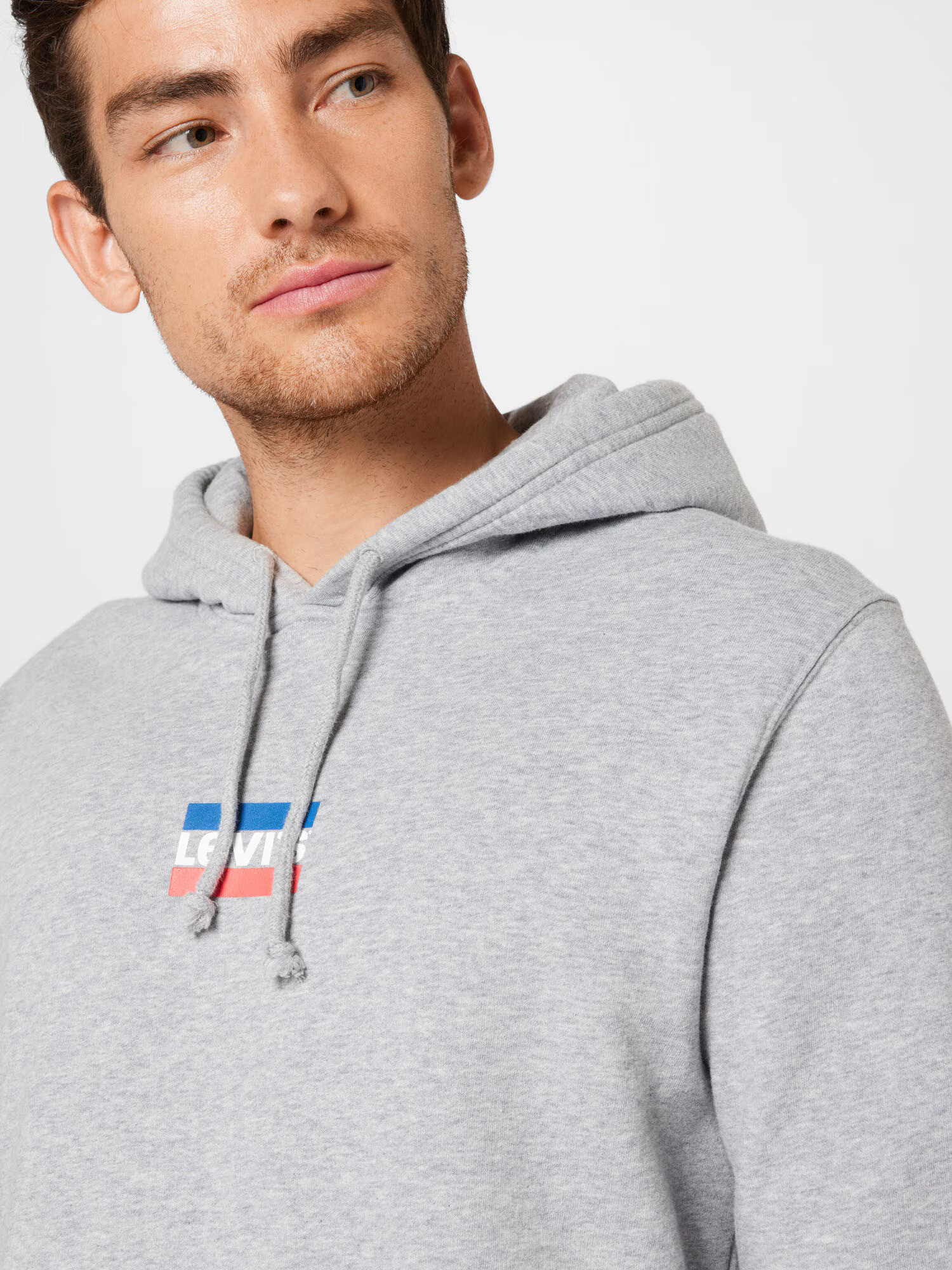 LEVI'S Majica 'STANDARD GRAPHIC HOODIE MULTI-COLOR' modra / pegasto siva / rdeča / bela - Pepit.si