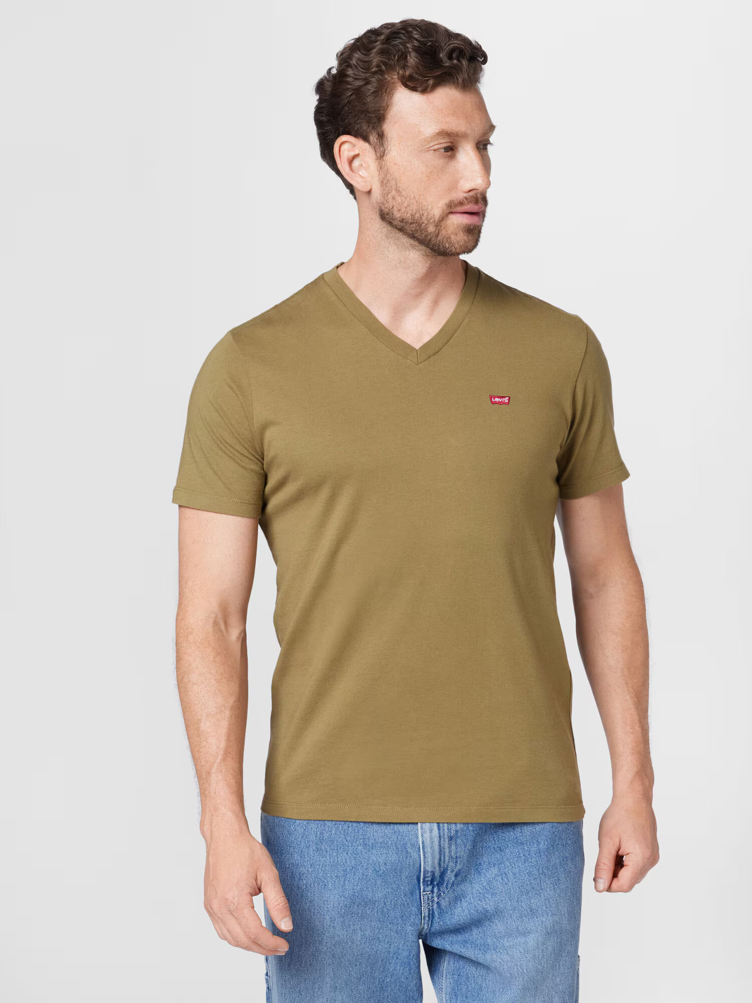 LEVI'S Majica 'ORIGINAL HM VNECK NEUTRALS' oliva - Pepit.si