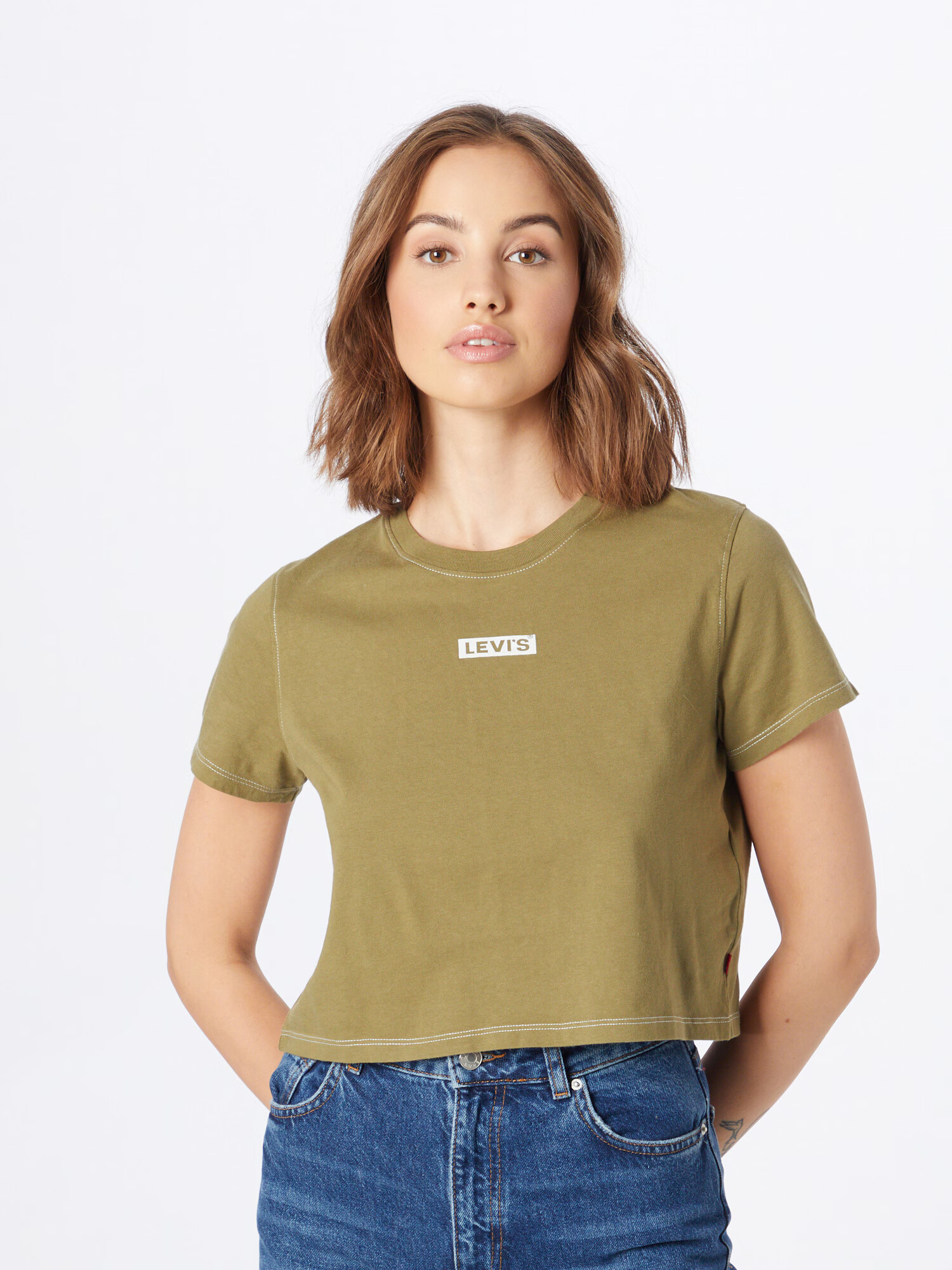 LEVI'S Majica 'GR CROPPED JORDIE TEE GREENS' oliva - Pepit.si