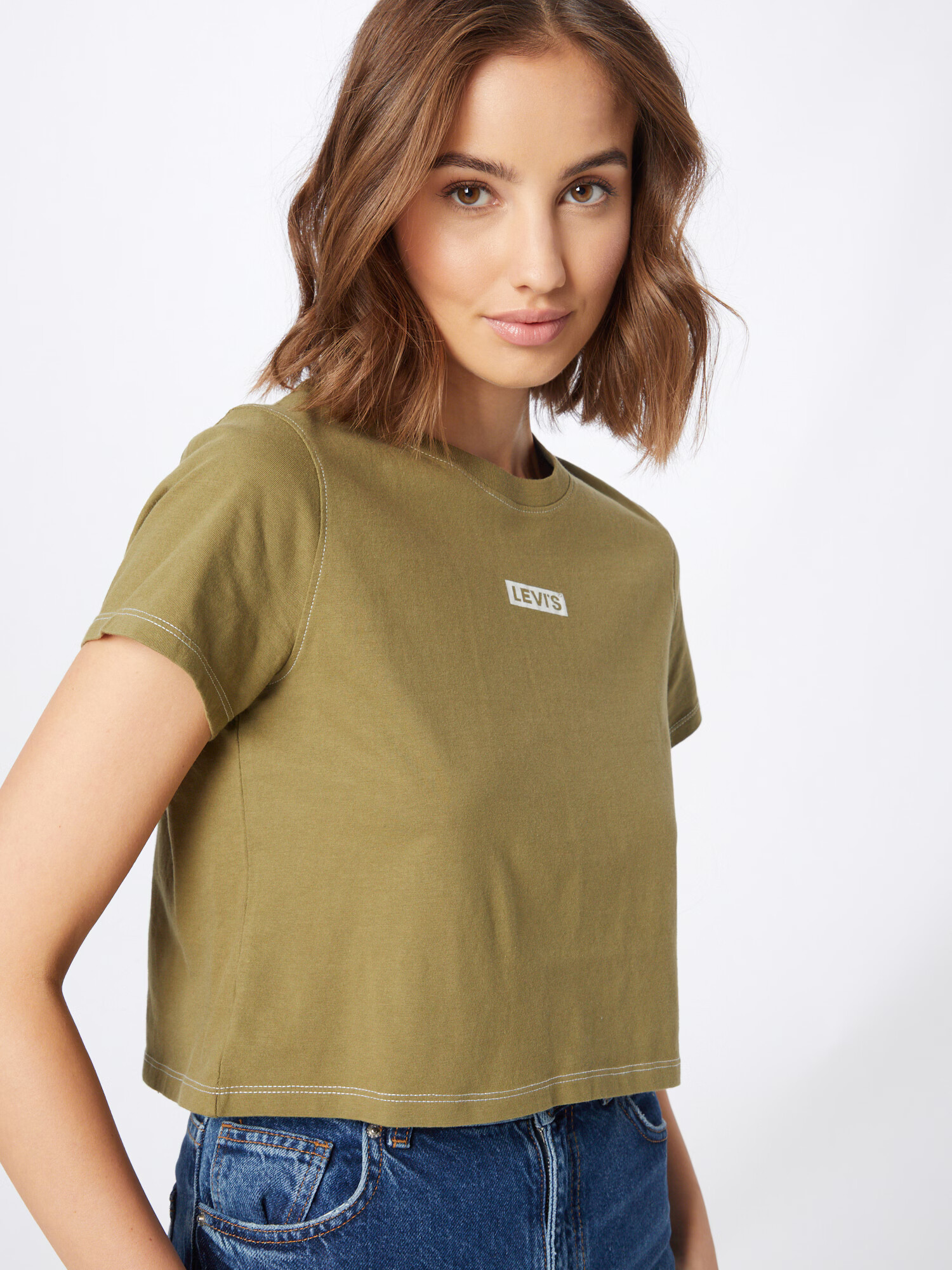 LEVI'S Majica 'GR CROPPED JORDIE TEE GREENS' oliva - Pepit.si