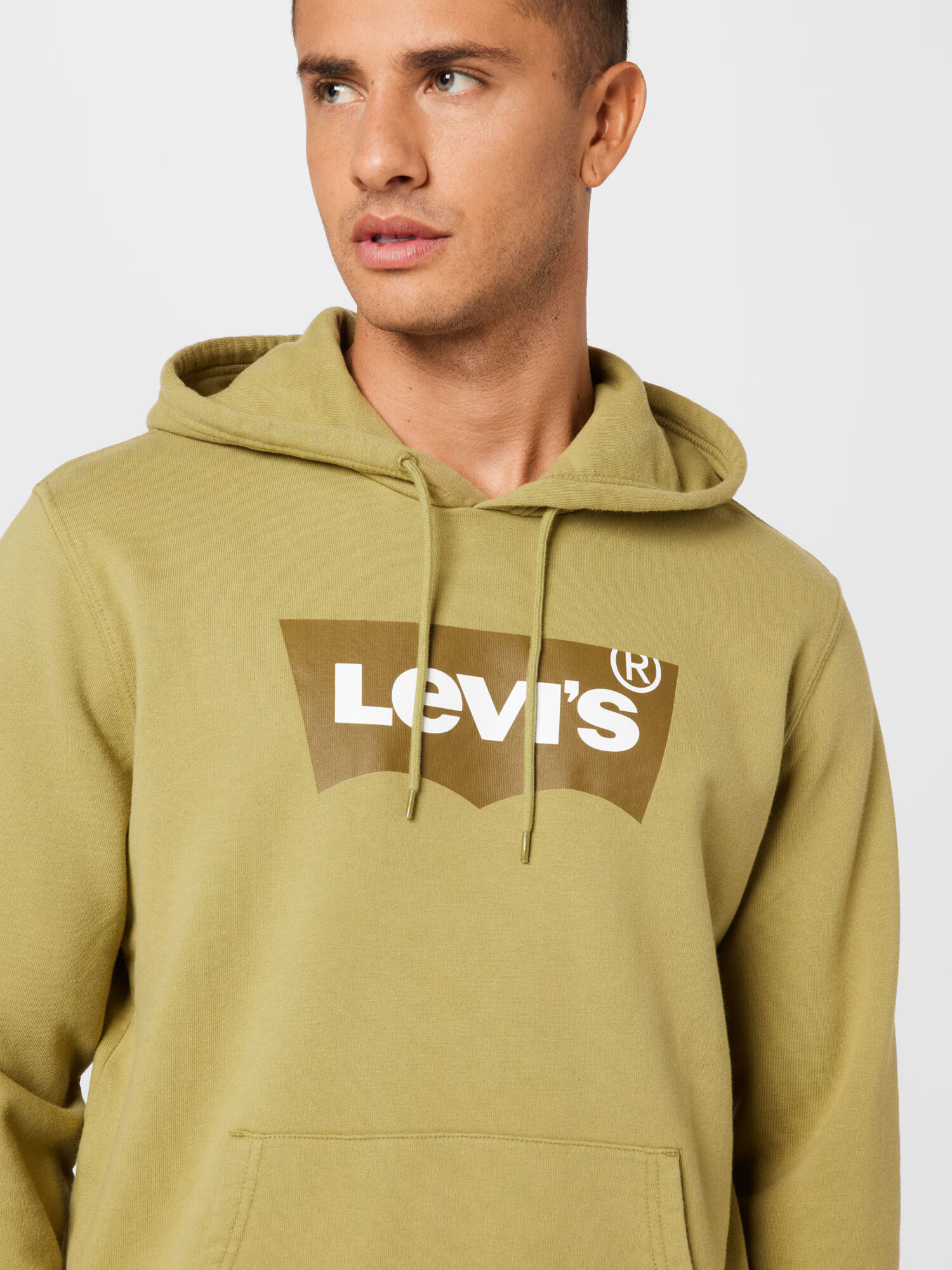 LEVI'S Majica 'STANDARD GRAPHIC HOODIE NEUTRALS' oliva / trst / bela - Pepit.si