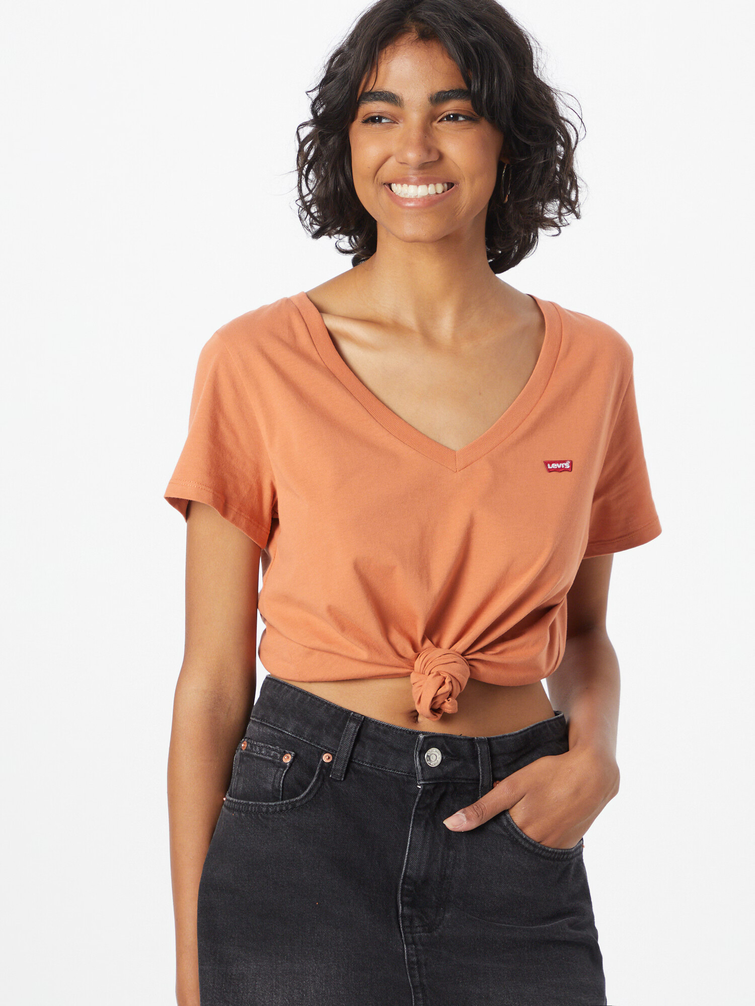 LEVI'S Majica 'LSE_PERFECT VNECK NEUTRALS' oranžna - Pepit.si