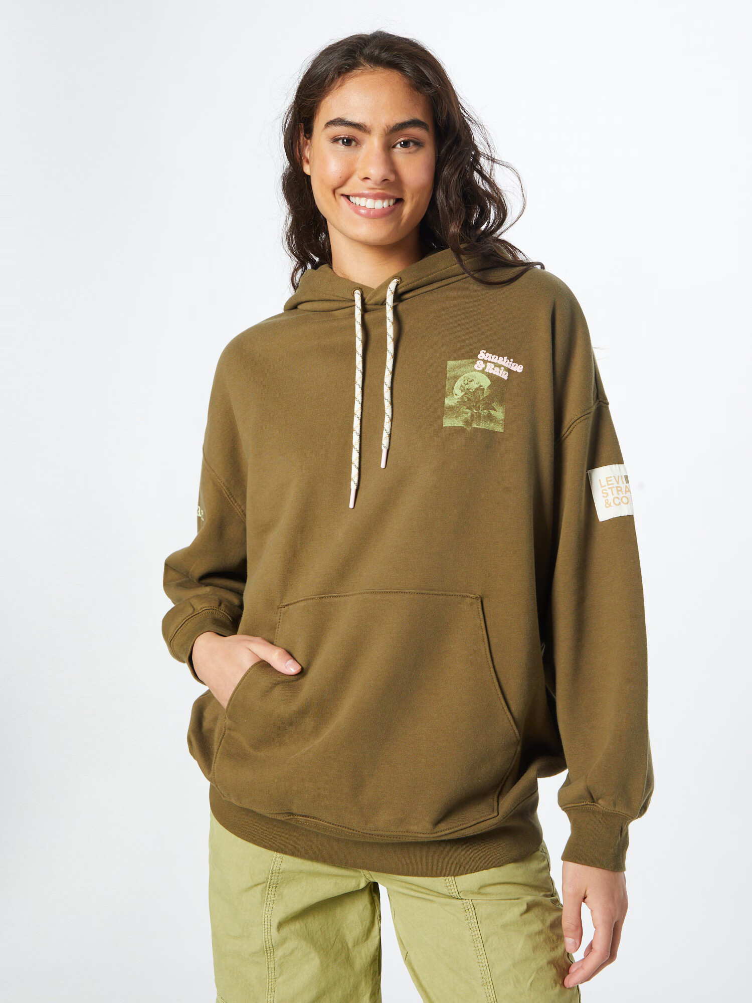 LEVI'S Majica 'GRAPHIC ORON HOODIE GREENS' oliva / svetlo zelena - Pepit.si