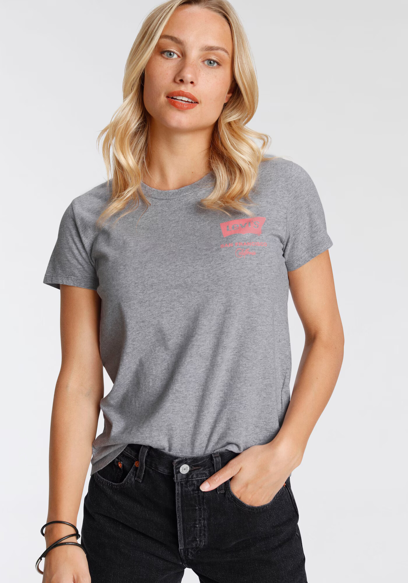 LEVI'S Majica 'THE PERFECT TEE GREYS' pegasto siva / svetlo roza - Pepit.si