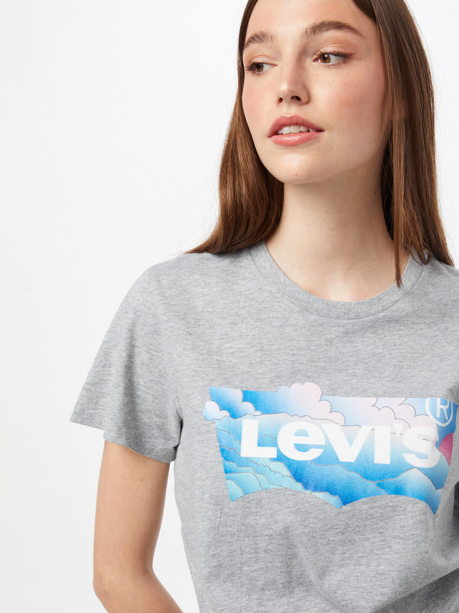 LEVI'S Majica 'GRAPHIC JORDIE TEE GREYS' nebeško modra / svetlo modra / pegasto siva / malina - Pepit.si