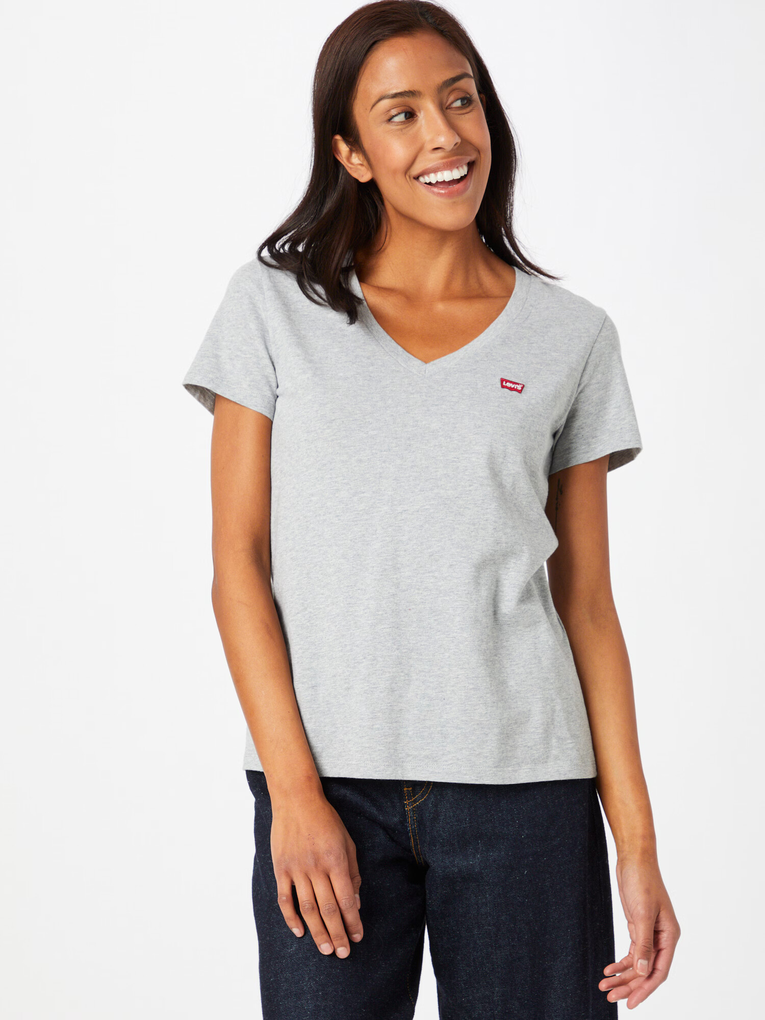 LEVI'S Majica 'PERFECT VNECK GREYS' pegasto siva / rdeča - Pepit.si