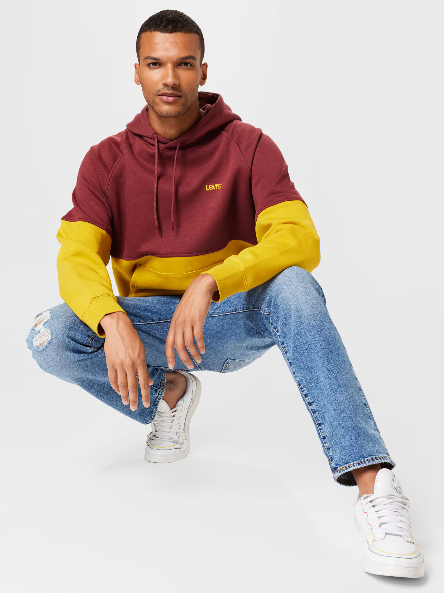 LEVI'S Majica 'VARSITY HOODIE MULTI-COLOR' rumena / bordo - Pepit.si