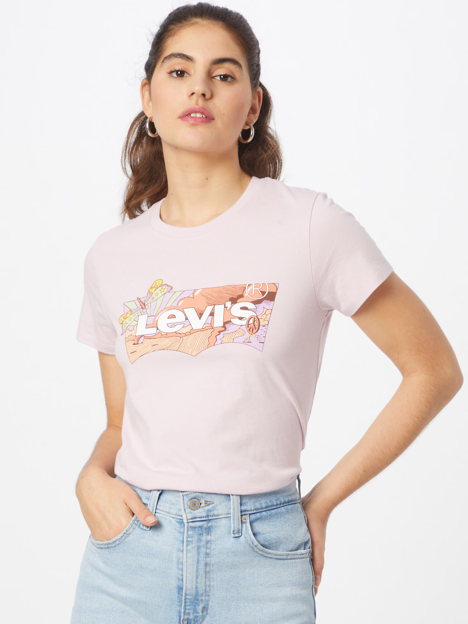 LEVI'S Majica 'THE PERFECT TEE GREENS' mešane barve / roza - Pepit.si