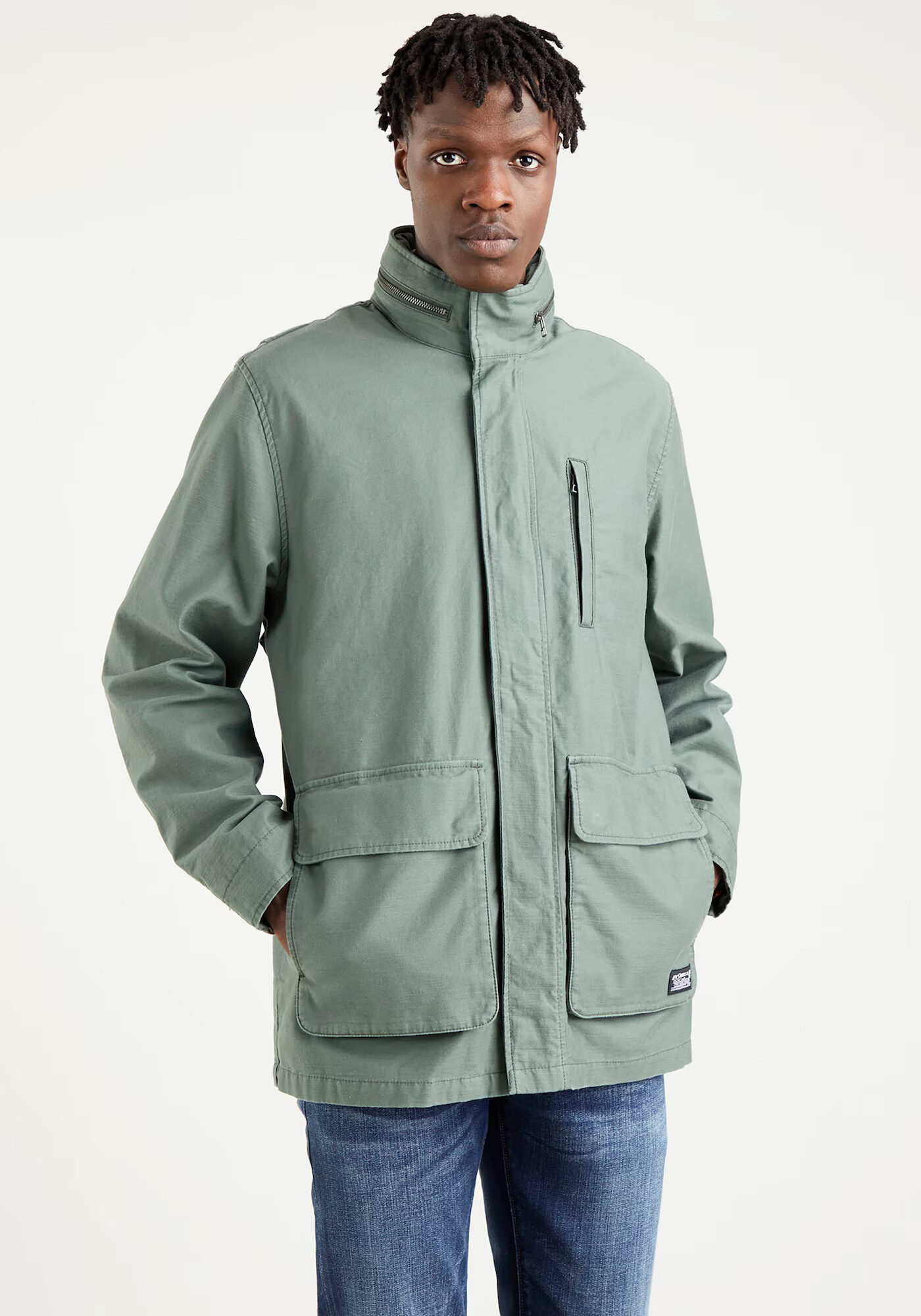 LEVI'S Prehodna jakna 'FULTON FIELD COAT GREENS' temno siva / pastelno zelena / bela - Pepit.si