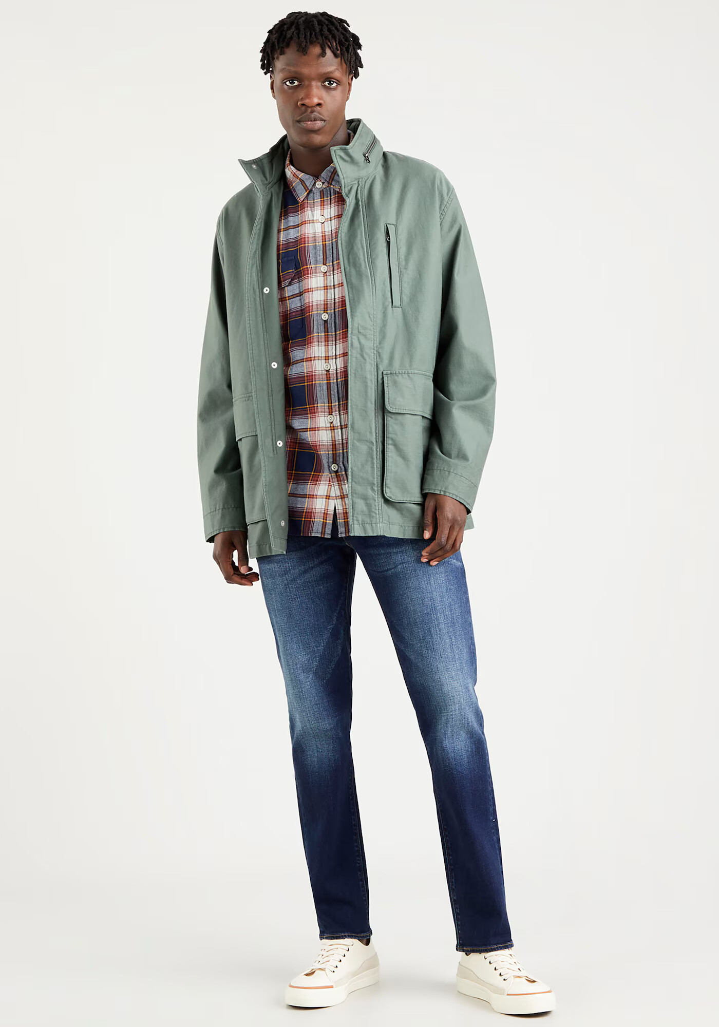 LEVI'S Prehodna jakna 'FULTON FIELD COAT GREENS' temno siva / pastelno zelena / bela - Pepit.si