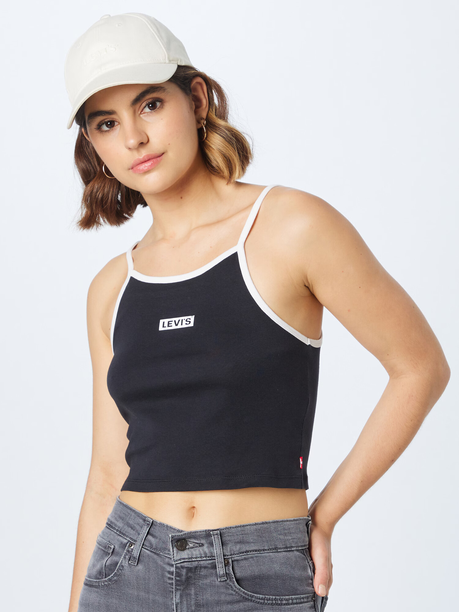 LEVI'S Top 'GRAPHIC MAZZY TANK BLACKS' črna / bela - Pepit.si