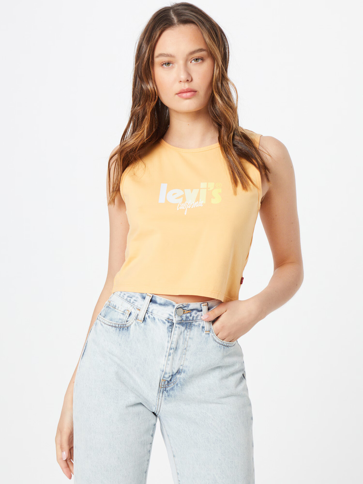 LEVI'S Top 'GRAPHIC STELLAR CROP TNK YELLOWS/ORANGES' svetlo oranžna / bela - Pepit.si