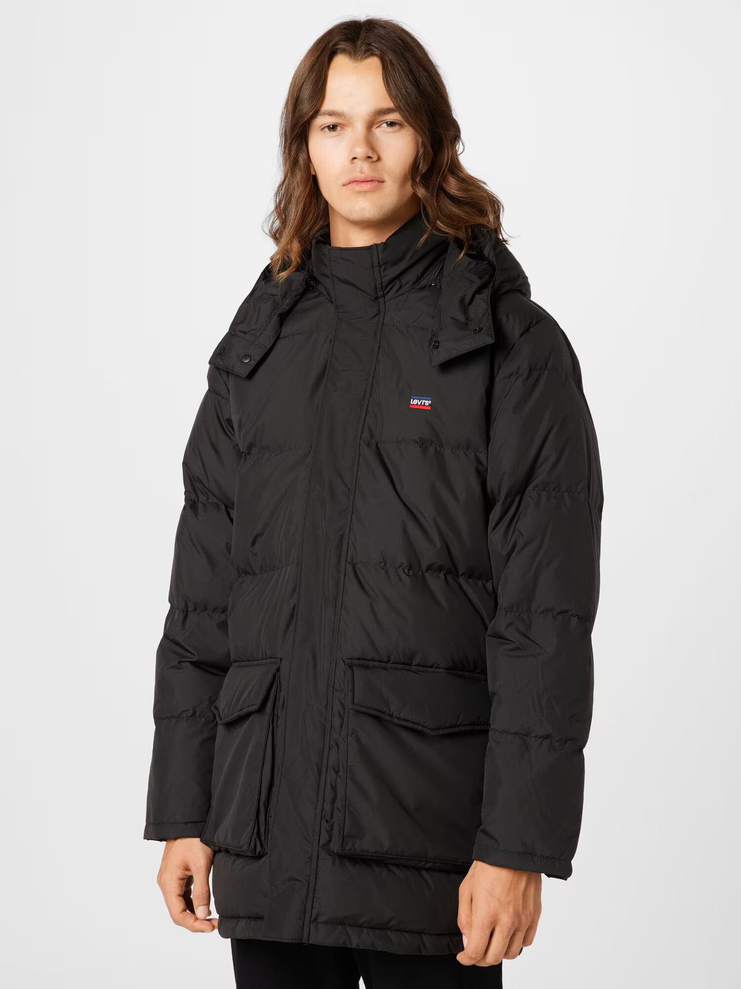 LEVI'S Zimska jakna 'FILLMORE MID PARKA 2.0 BLACKS' modra / rdeča / črna / bela - Pepit.si