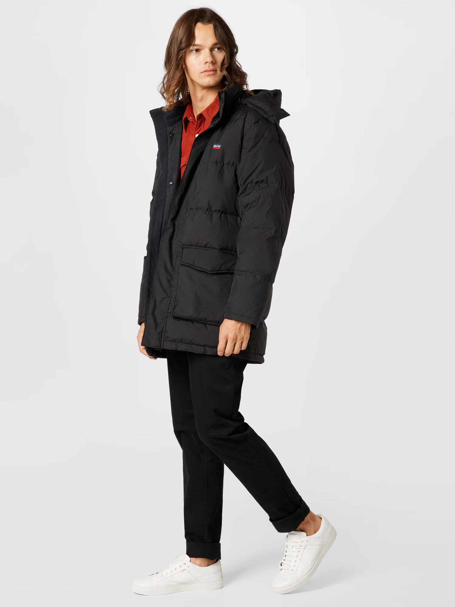 LEVI'S Zimska jakna 'FILLMORE MID PARKA 2.0 BLACKS' modra / rdeča / črna / bela - Pepit.si