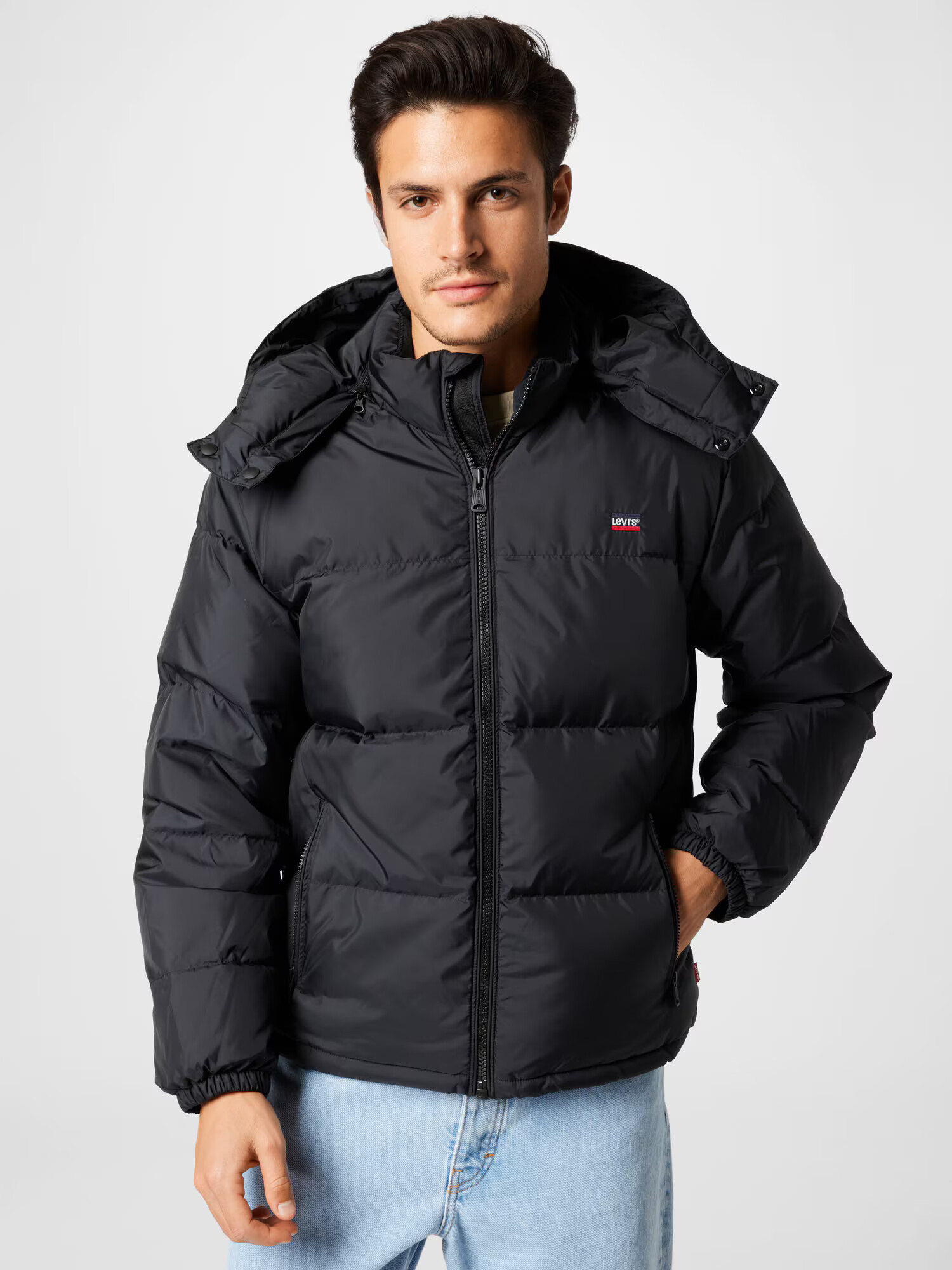 LEVI'S Zimska jakna 'HOODED FILLMORE SHRT JKT BLACKS' črna - Pepit.si