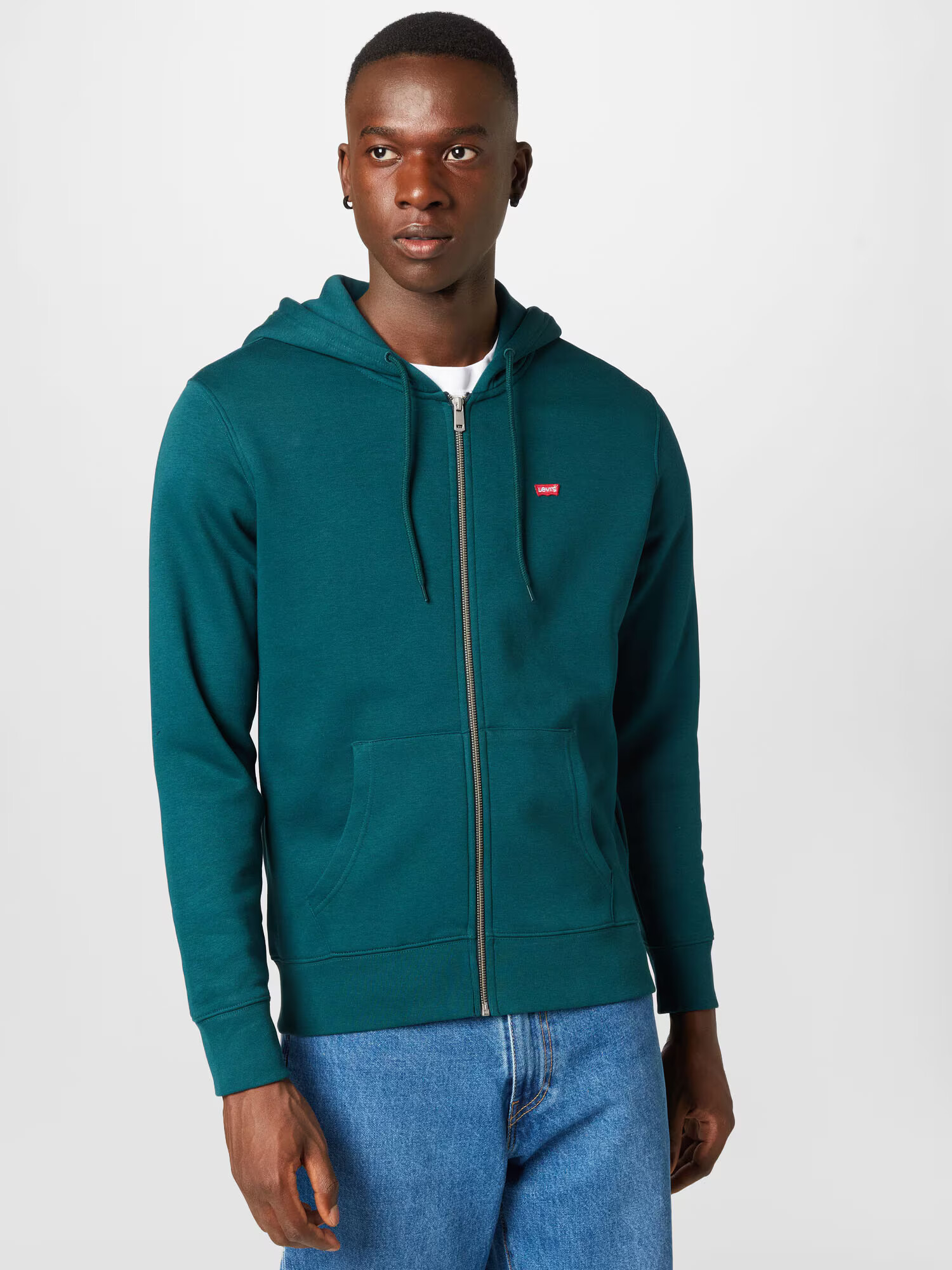 LEVI'S Jopa na zadrgo 'CORE NG ZIP UP GREENS' smaragd / rdeča / bela - Pepit.si