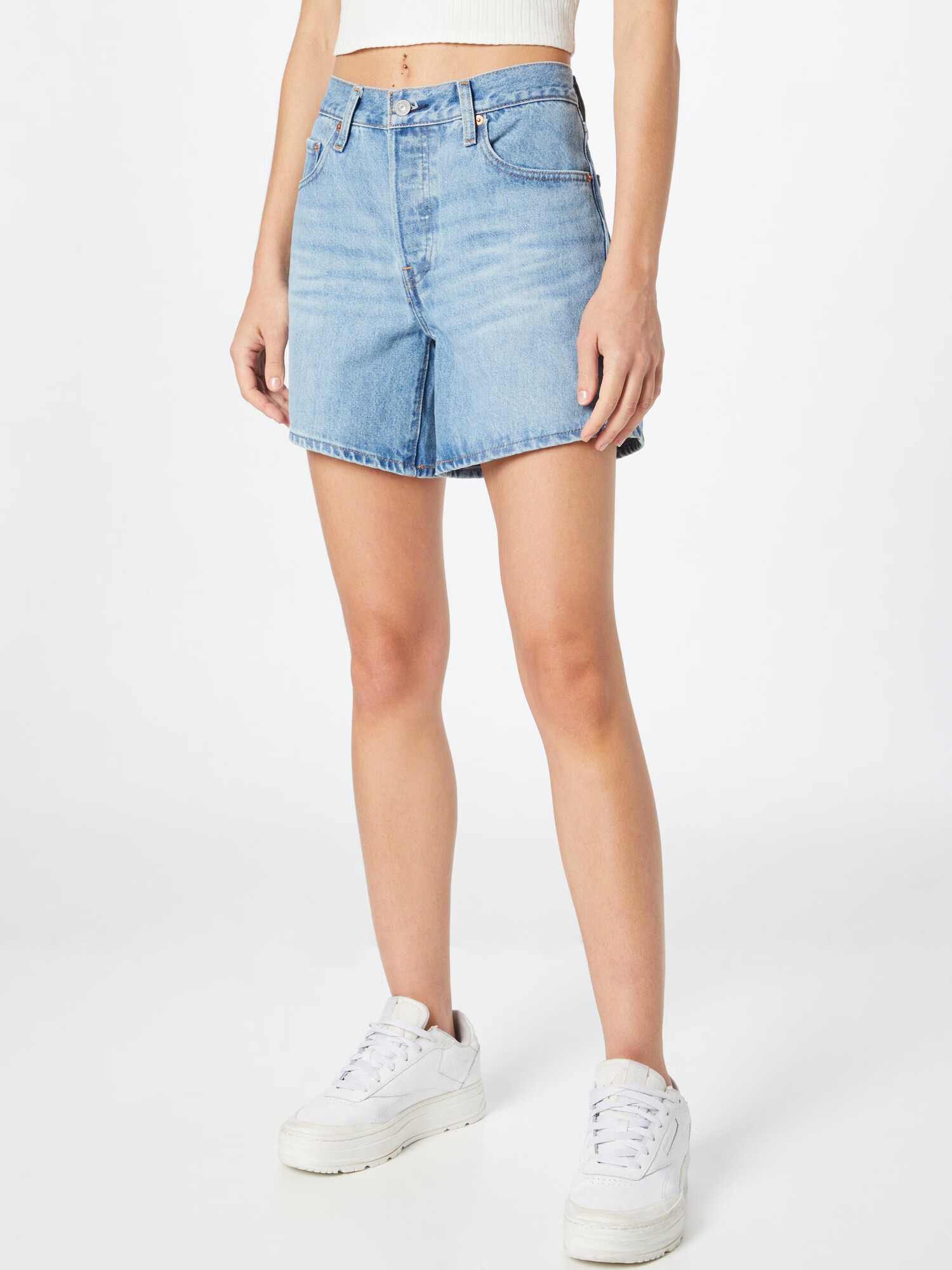 LEVI'S Kavbojke '501® ROLLED SHORT MED INDIGO - WORN IN' moder denim - Pepit.si