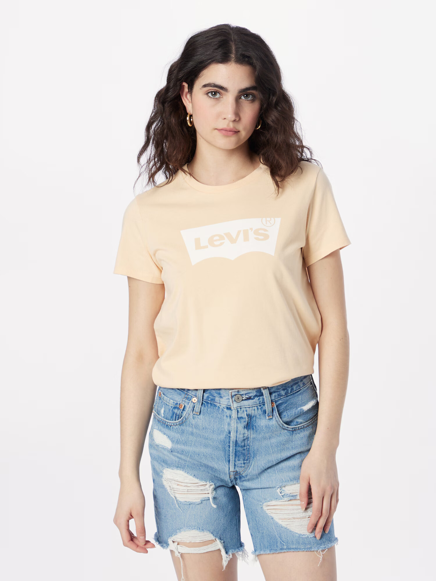 LEVI'S Majica pastelno oranžna / bela - Pepit.si