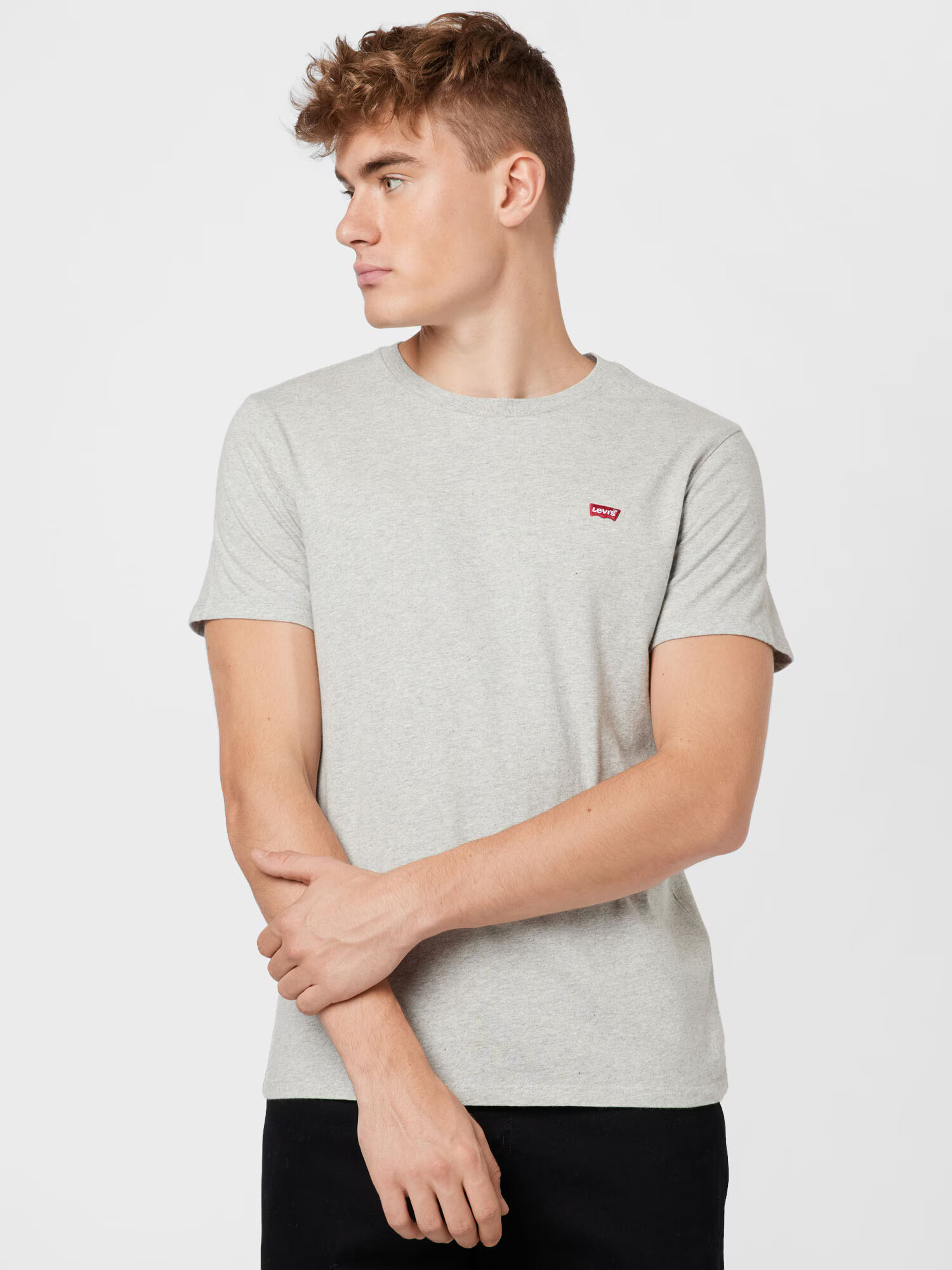 LEVI'S Majica 'SS ORIGINAL HM TEE NEUTRALS' svetlo siva / ognjeno rdeča / bela - Pepit.si