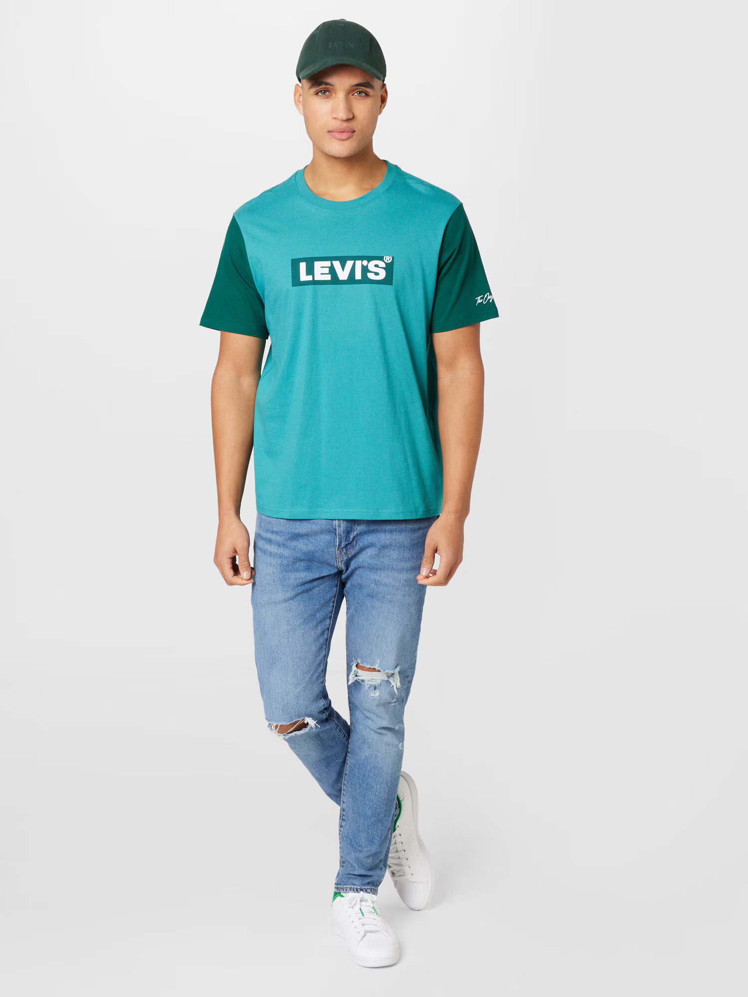 LEVI'S Majica turkizna / smaragd / bela - Pepit.si