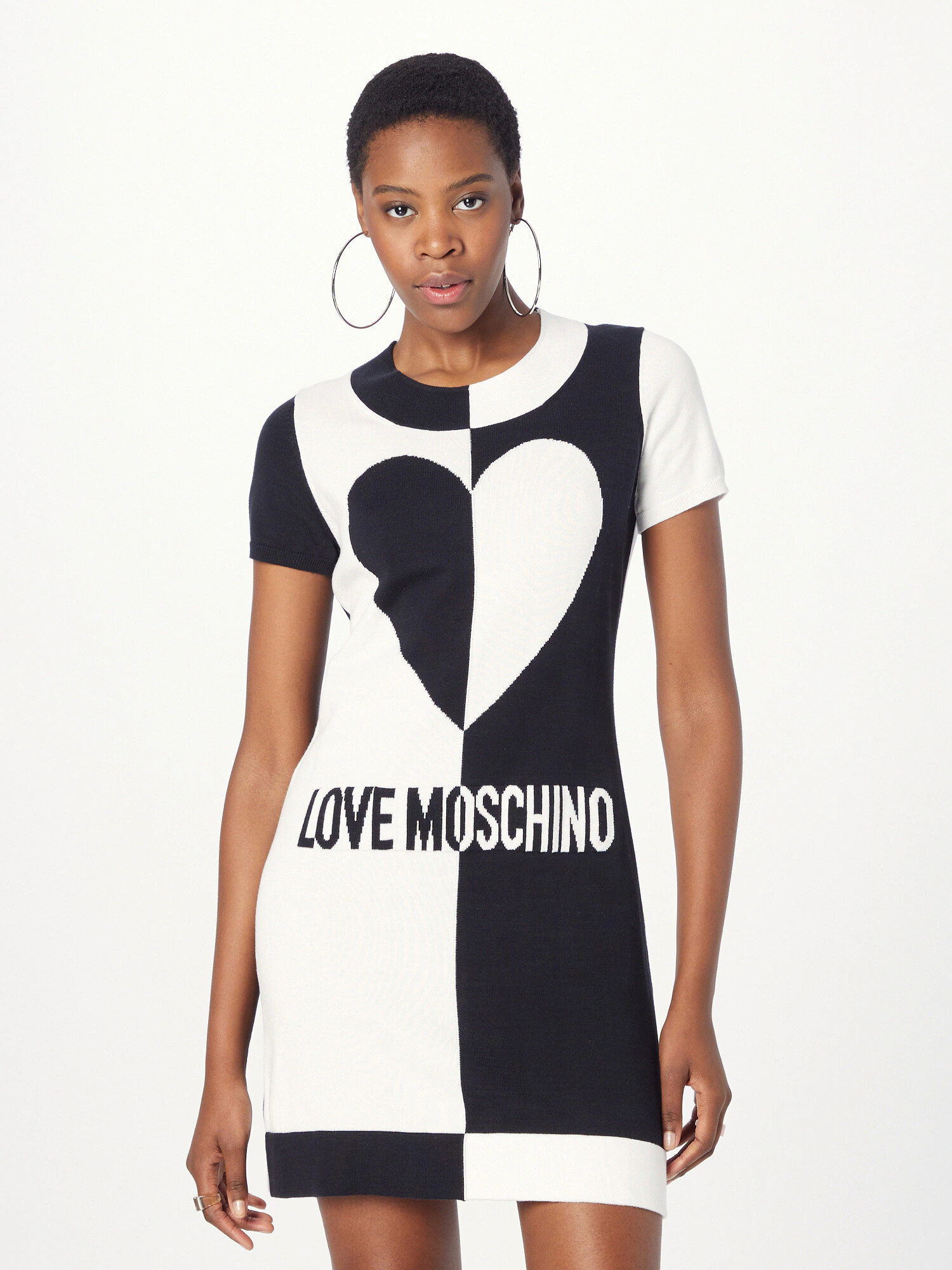 Love Moschino Obleka črna / bela - Pepit.si