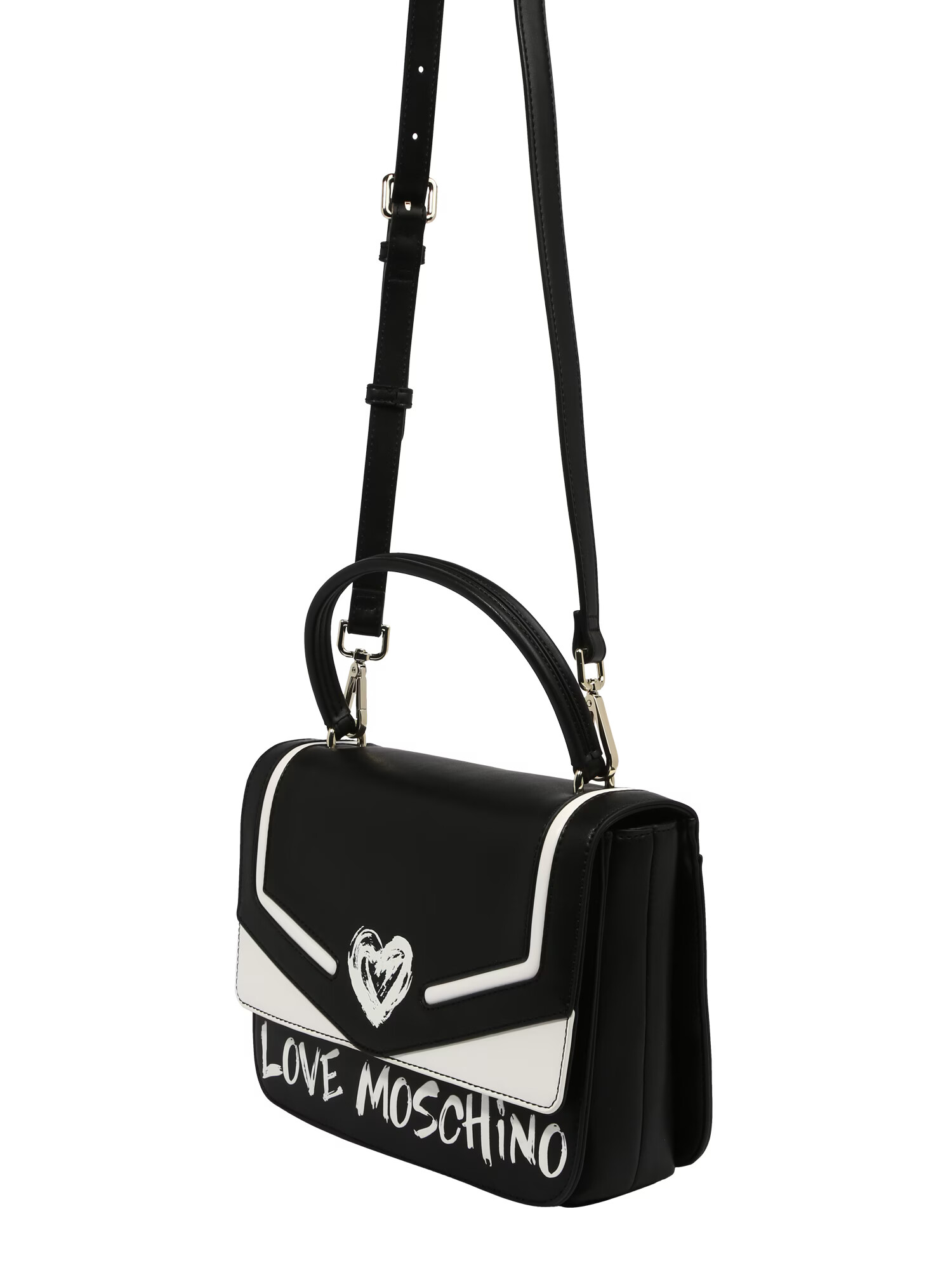 Love Moschino Torba za čez ramo črna / bela - Pepit.si