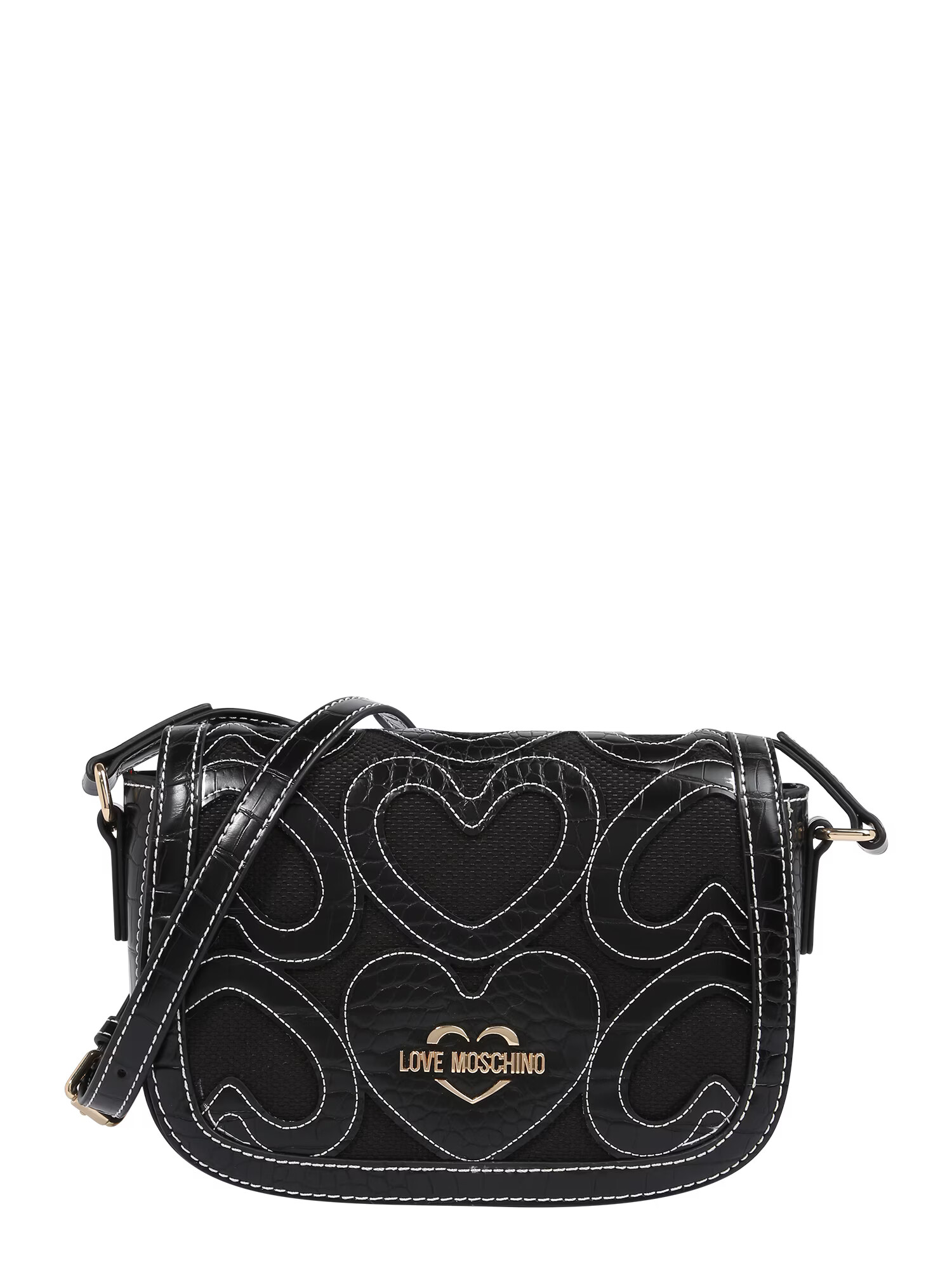 Love Moschino Torba za čez ramo črna / bela / zlata - Pepit.si