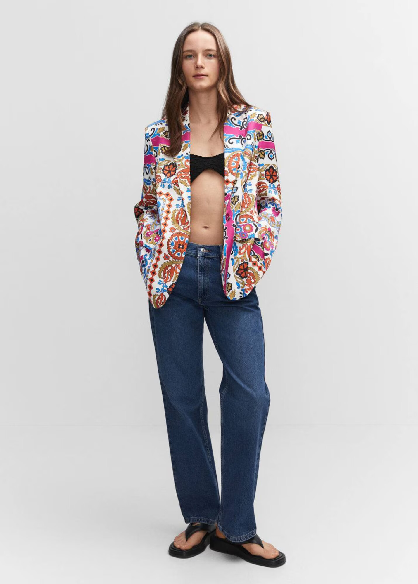 MANGO Blazer 'Berries' azur / oranžna / fuksija / bela - Pepit.si