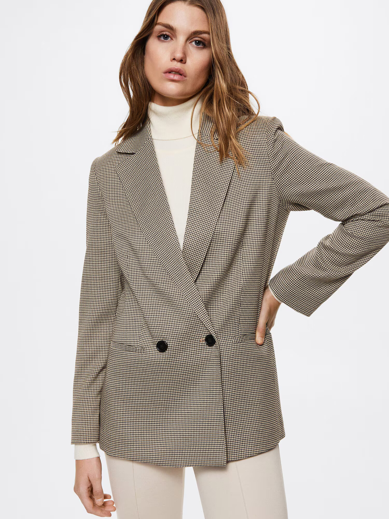 MANGO Blazer 'Charli' kremna / rjava - Pepit.si