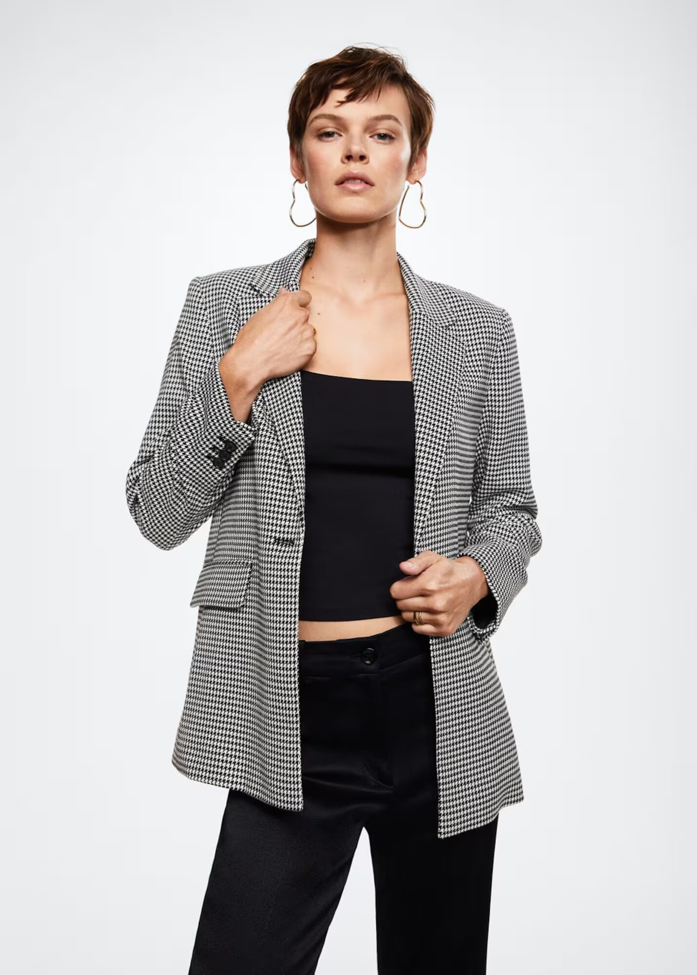 MANGO Blazer 'Charlote' črna / bela - Pepit.si