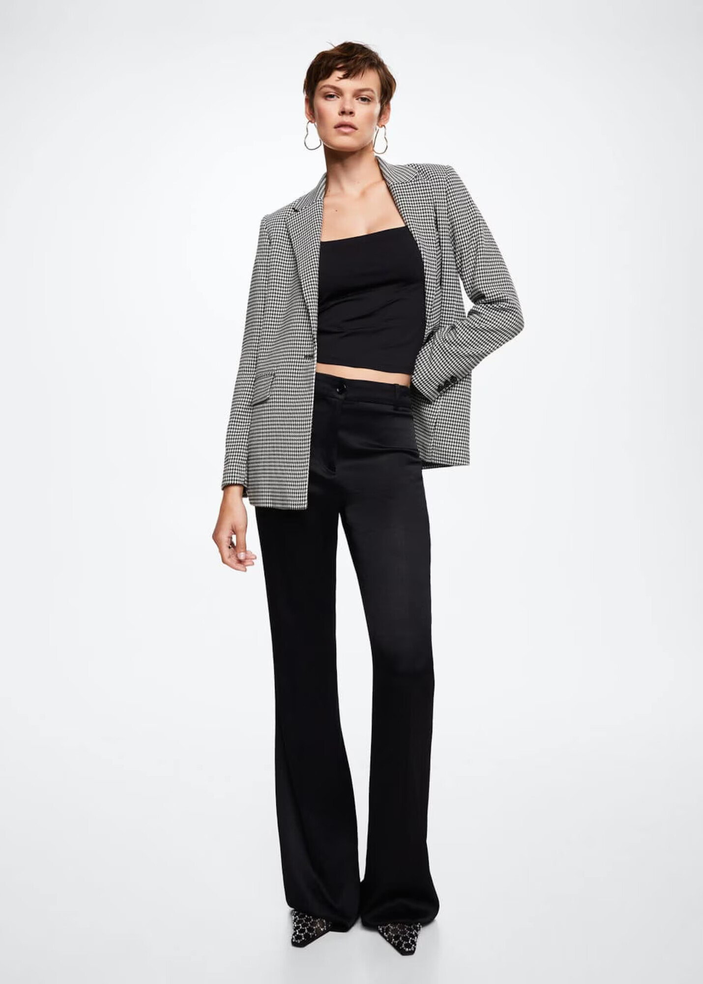 MANGO Blazer 'Charlote' črna / bela - Pepit.si