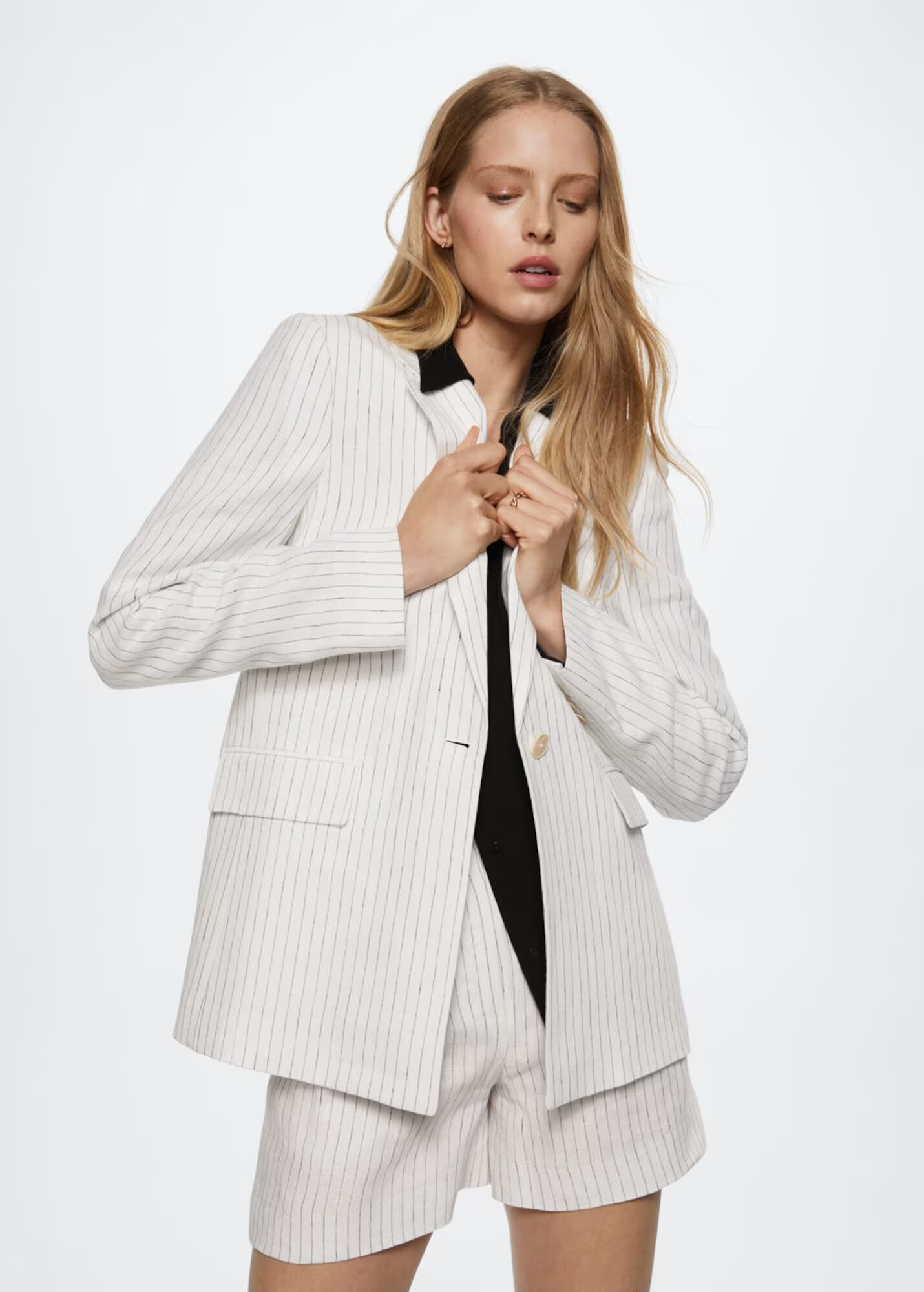 MANGO Blazer 'Mauro' črna / bela - Pepit.si