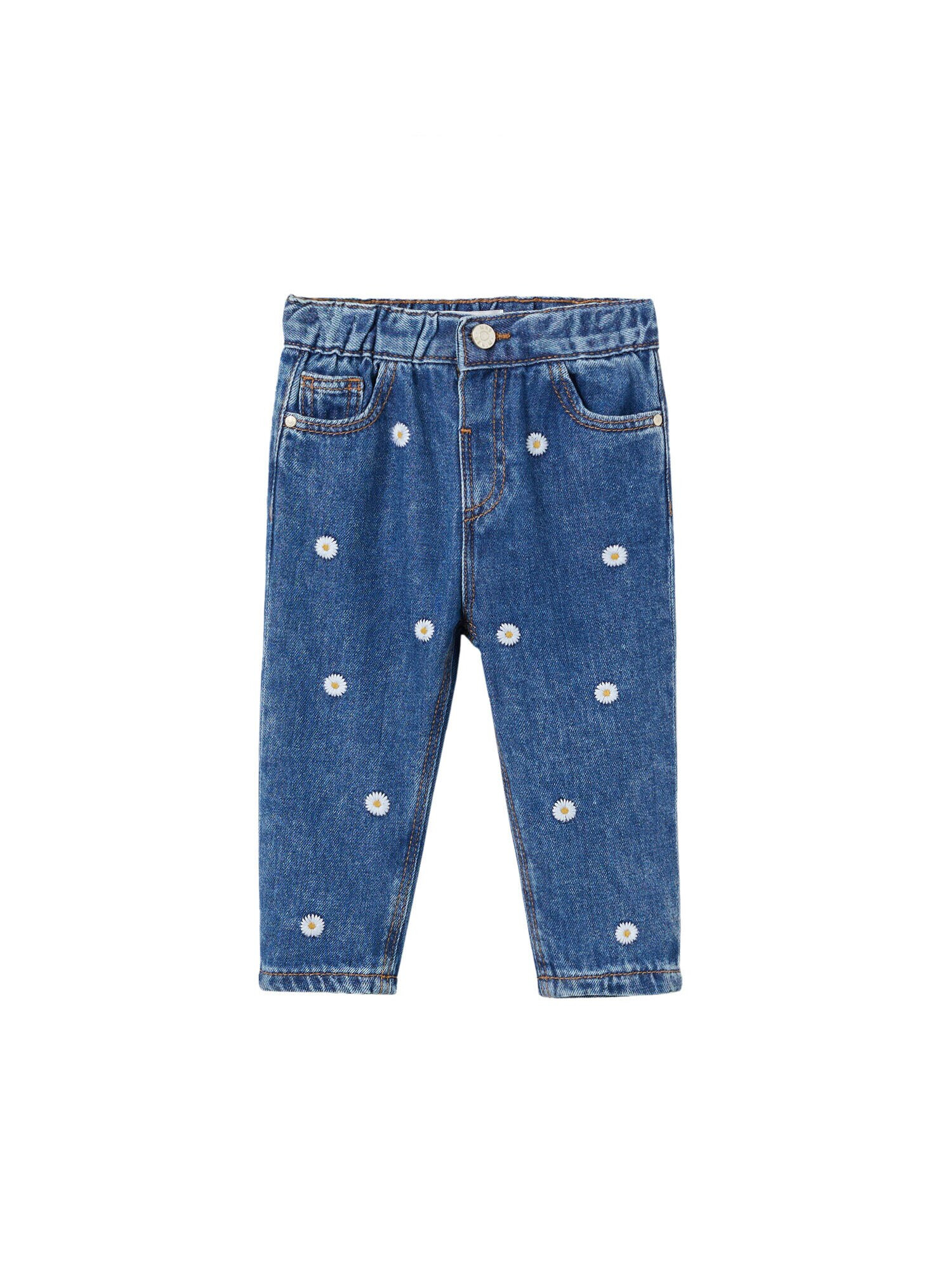 MANGO KIDS Kavbojke 'Marga' moder denim / bela / rumena - Pepit.si