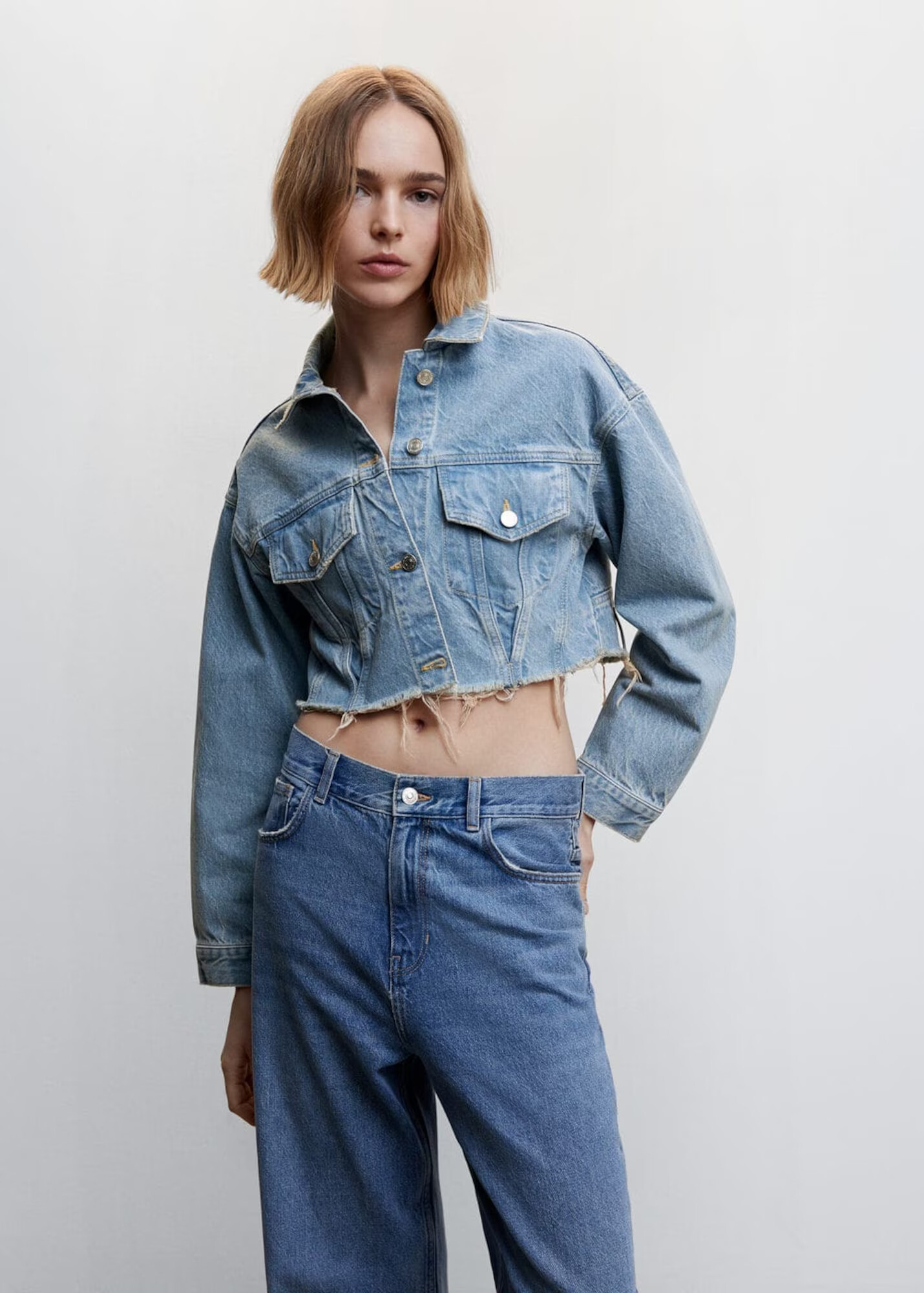 MANGO Prehodna jakna 'Frankie' moder denim - Pepit.si