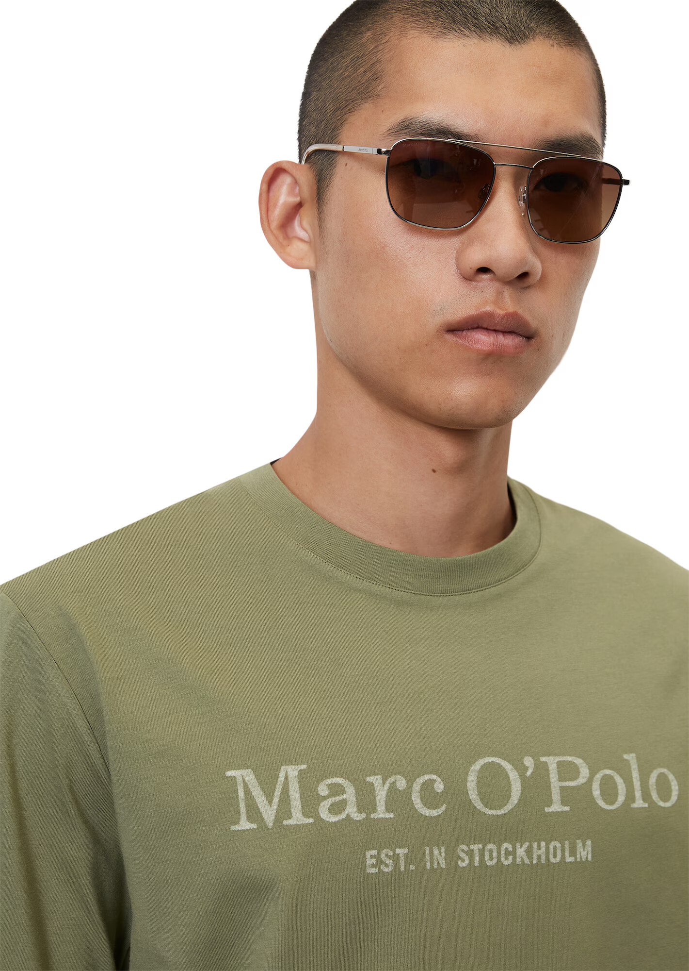 Marc O'Polo Majica kaki / bela - Pepit.si