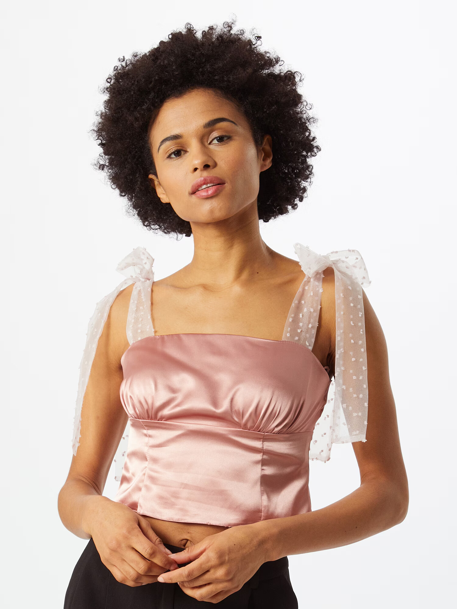 Miss Selfridge Top rosé / bela - Pepit.si