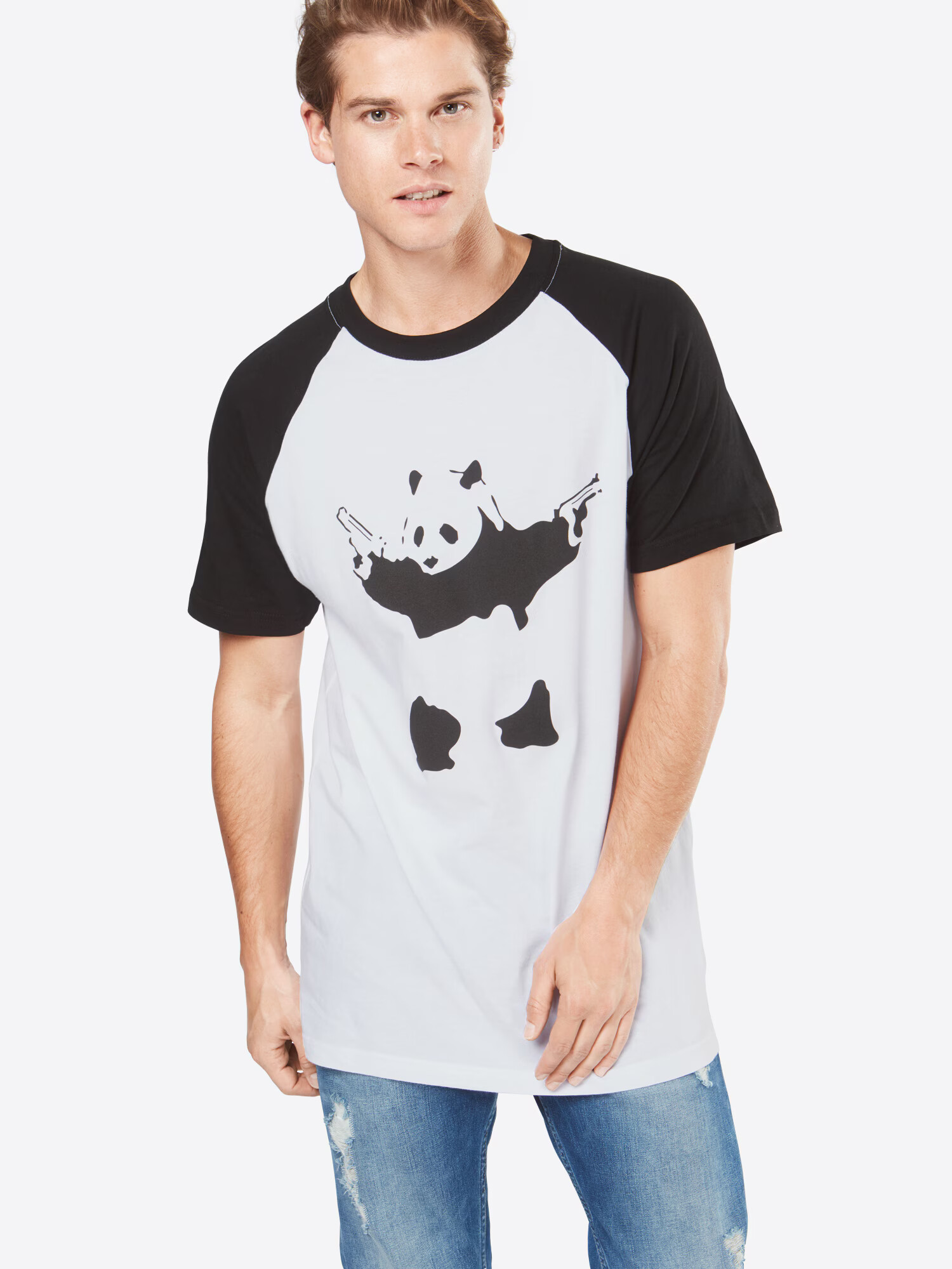 Mister Tee Majica 'Banksy Panda' črna / bela - Pepit.si