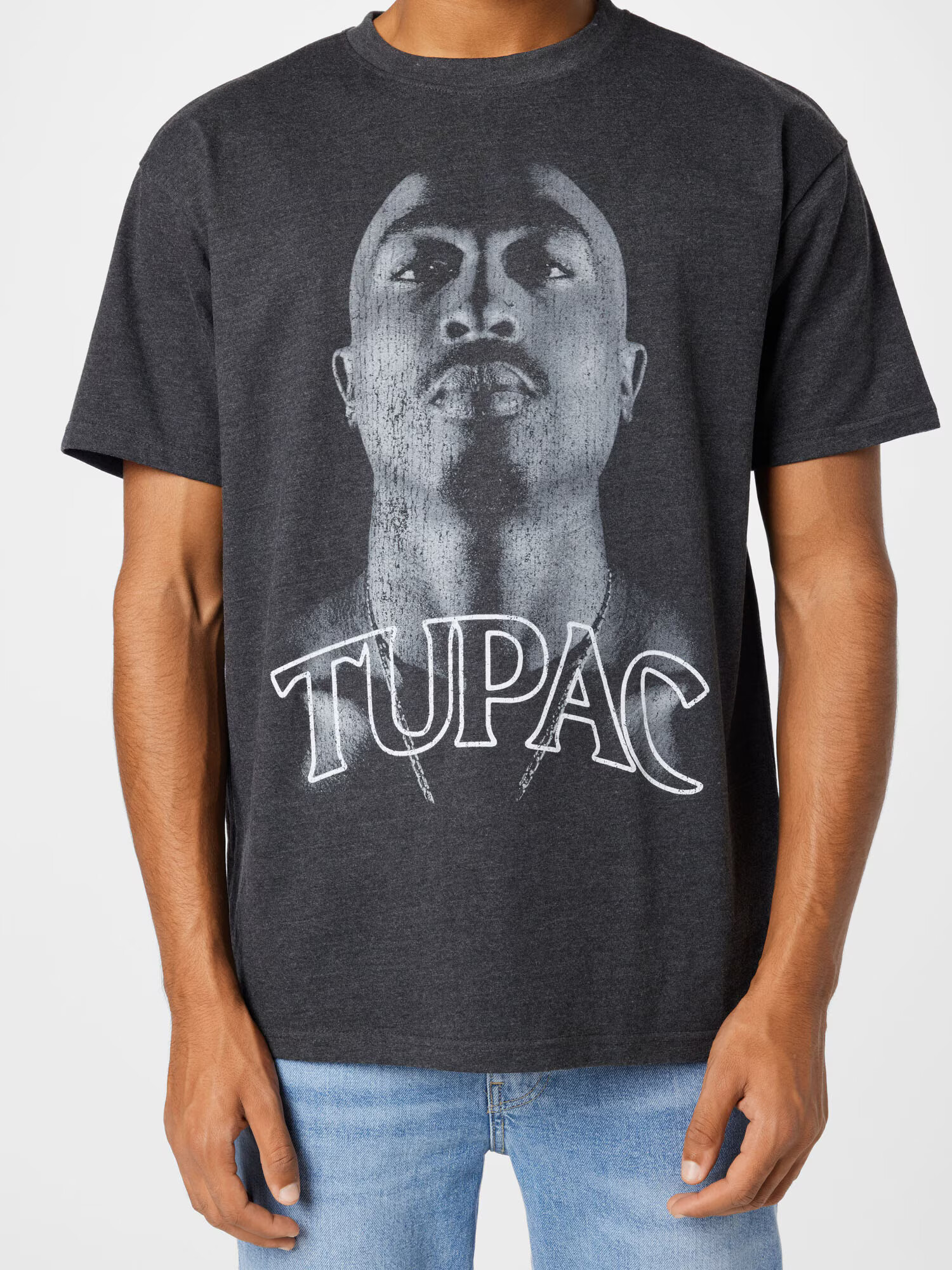 Mister Tee Majica 'Tupac Up' siva / temno siva / bela - Pepit.si