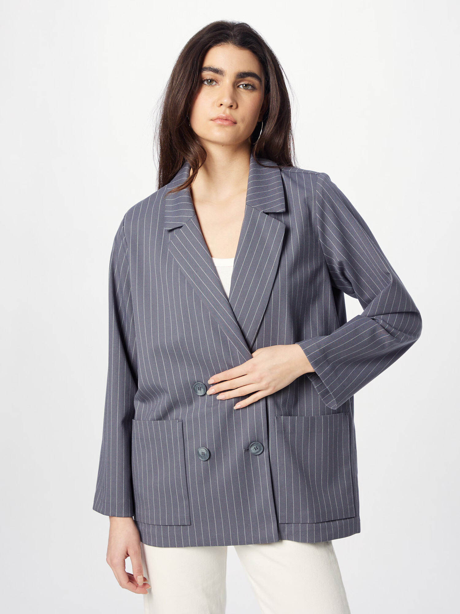 Monki Blazer temno siva / bela - Pepit.si