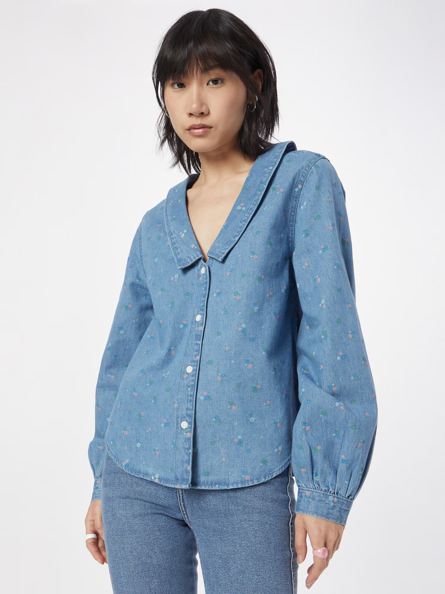 Monki Bluza modra / moder denim / svetlo zelena / roza - Pepit.si