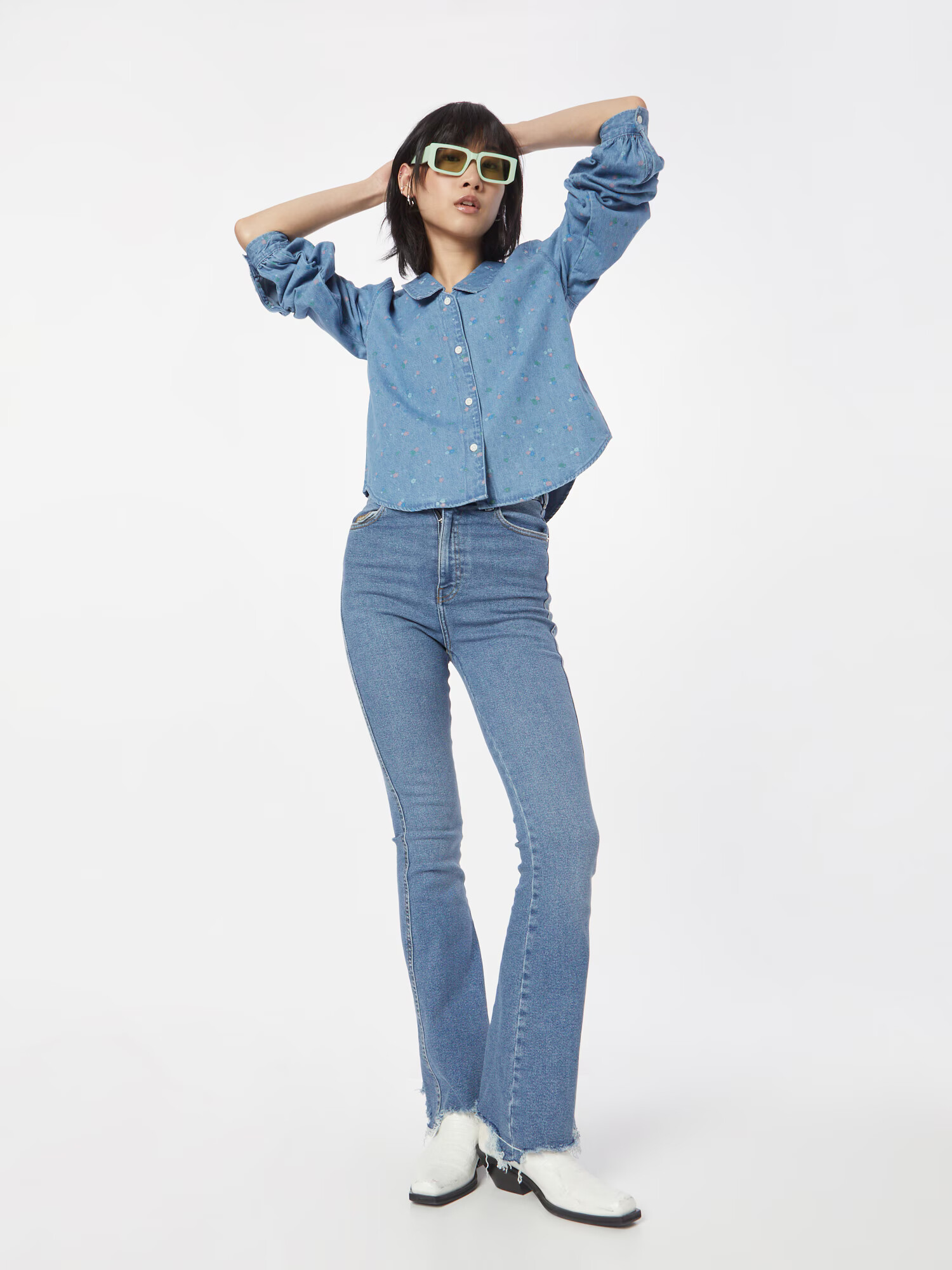 Monki Bluza modra / moder denim / svetlo zelena / roza - Pepit.si