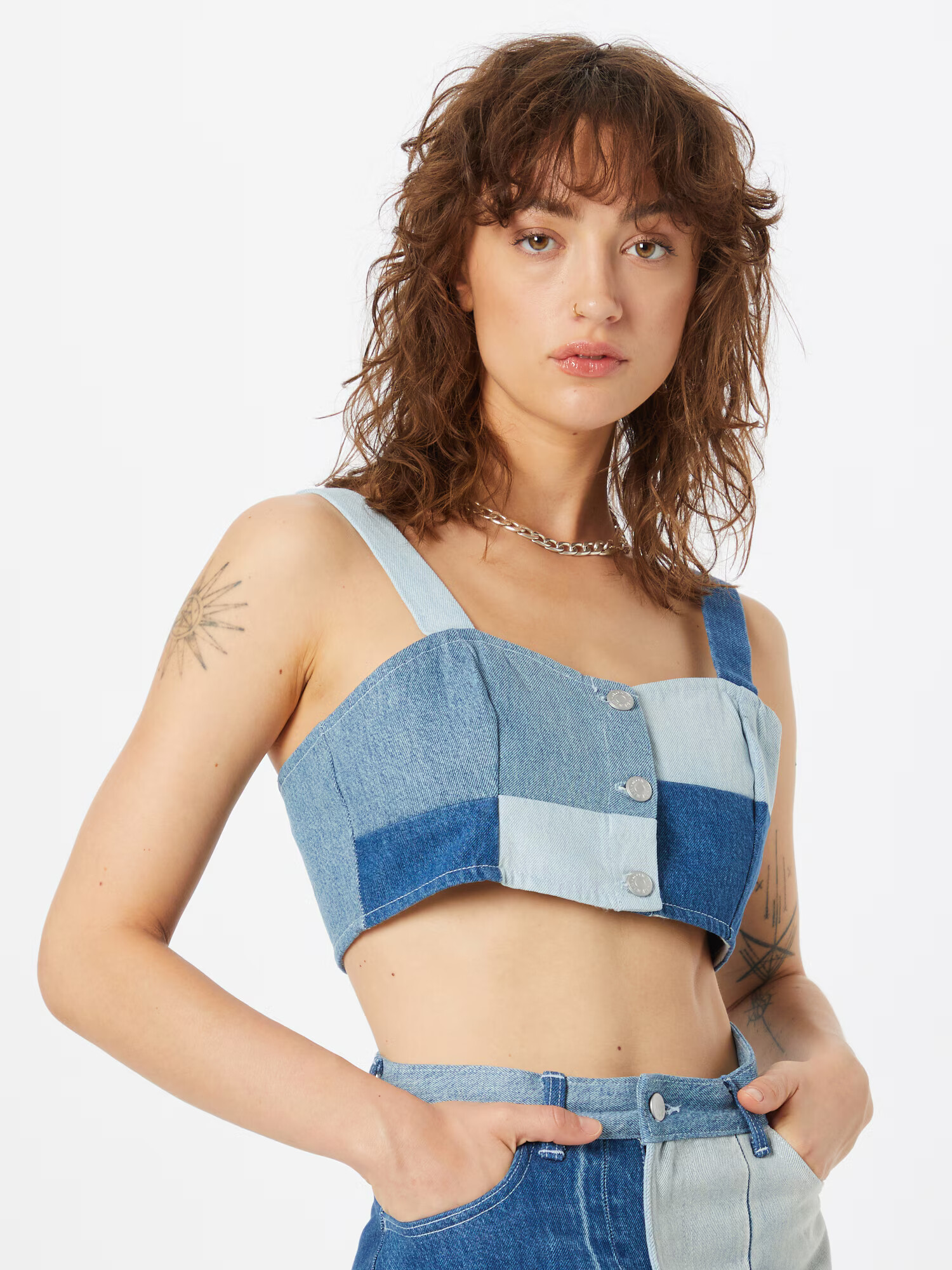 Monki Top modra / moder denim / svetlo modra - Pepit.si