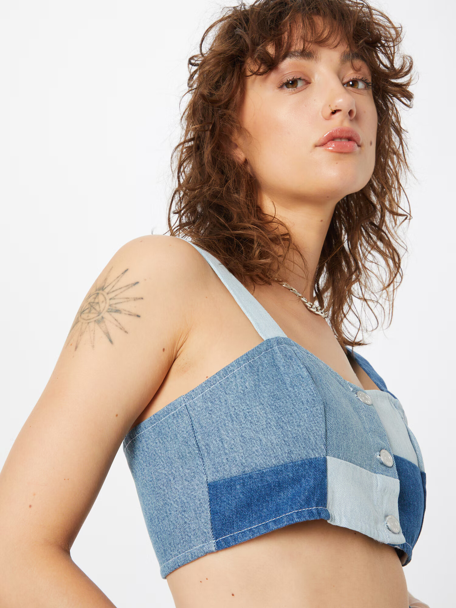 Monki Top modra / moder denim / svetlo modra - Pepit.si