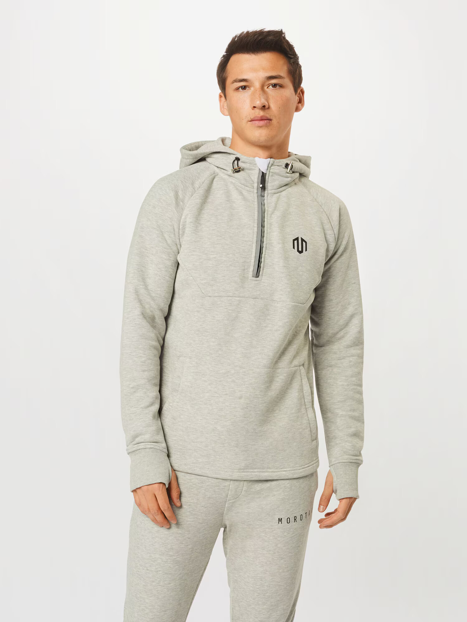 MOROTAI Športen pulover ' Neotech Zip Hoodie ' svetlo siva - Pepit.si