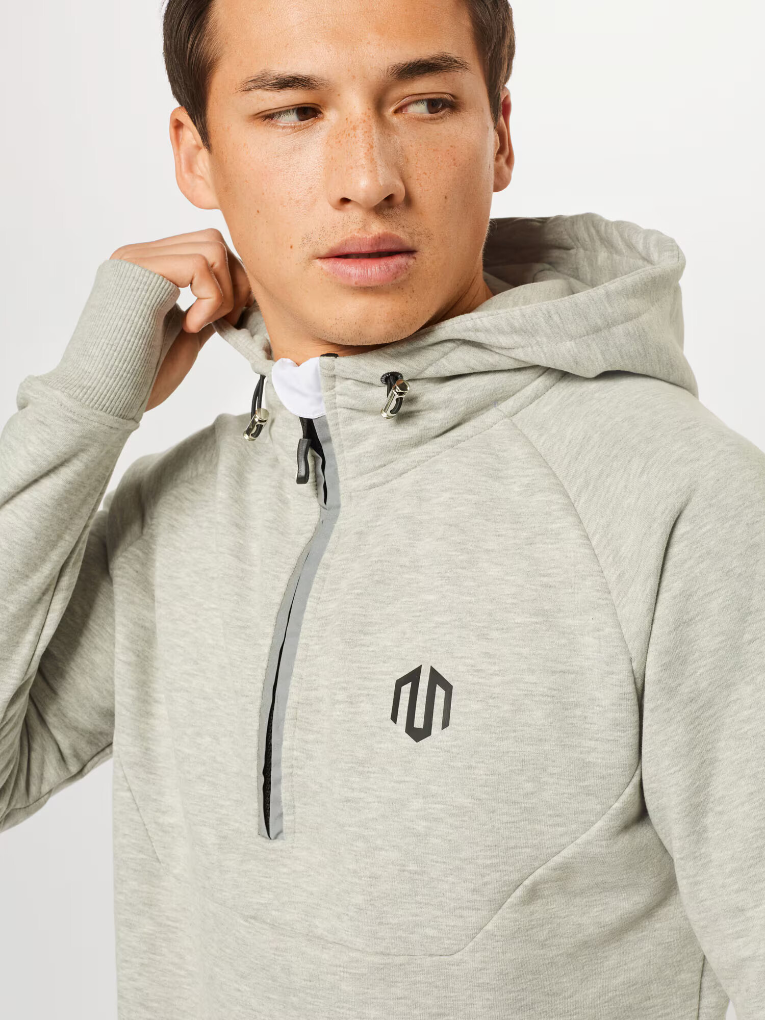 MOROTAI Športen pulover ' Neotech Zip Hoodie ' svetlo siva - Pepit.si